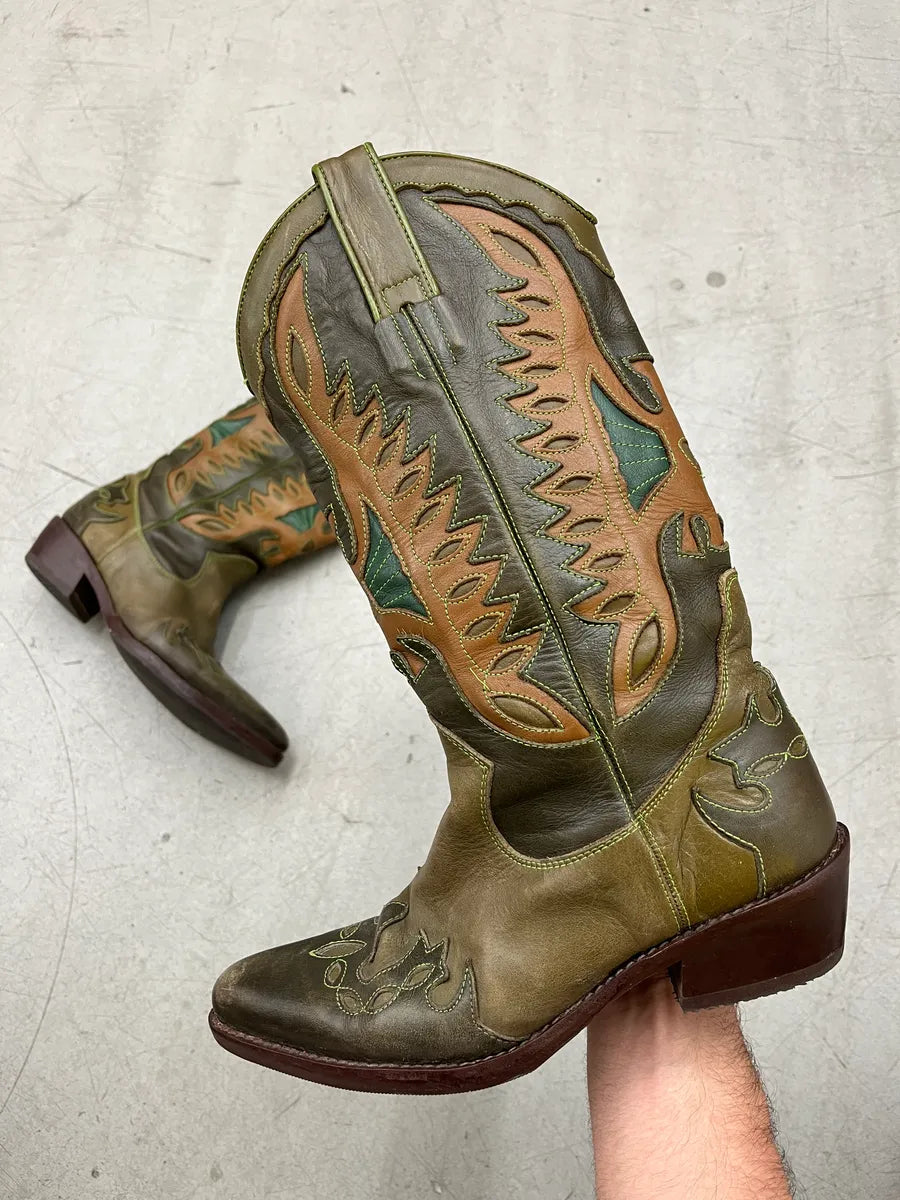 Roberto Cavalli Western Cowboy Olive Santiags Boots BGqkAoNi 0