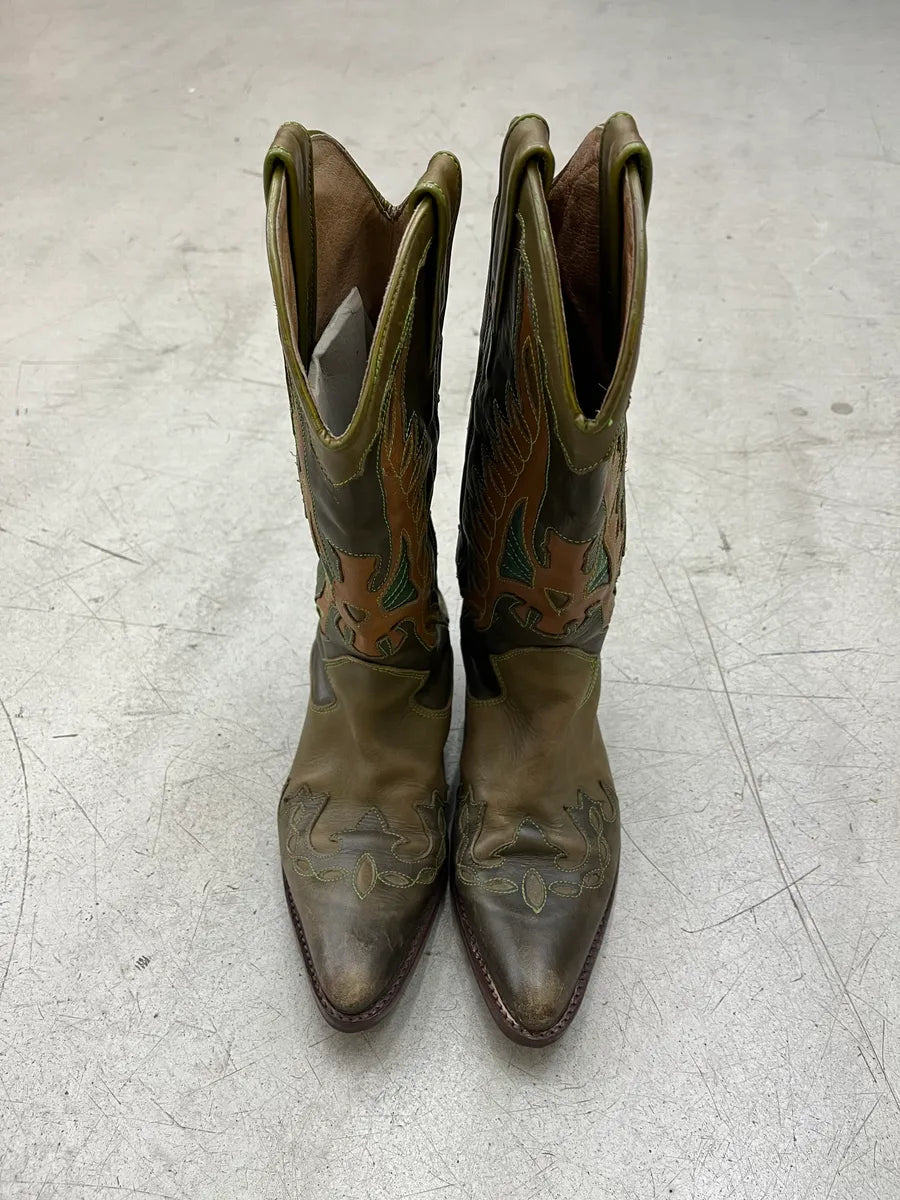 Roberto Cavalli Western Cowboy Olive Santiags Boots BGqkAoNi 4