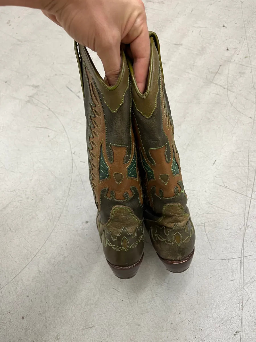 Roberto Cavalli Western Cowboy Olive Santiags Boots BGqkAoNi 5