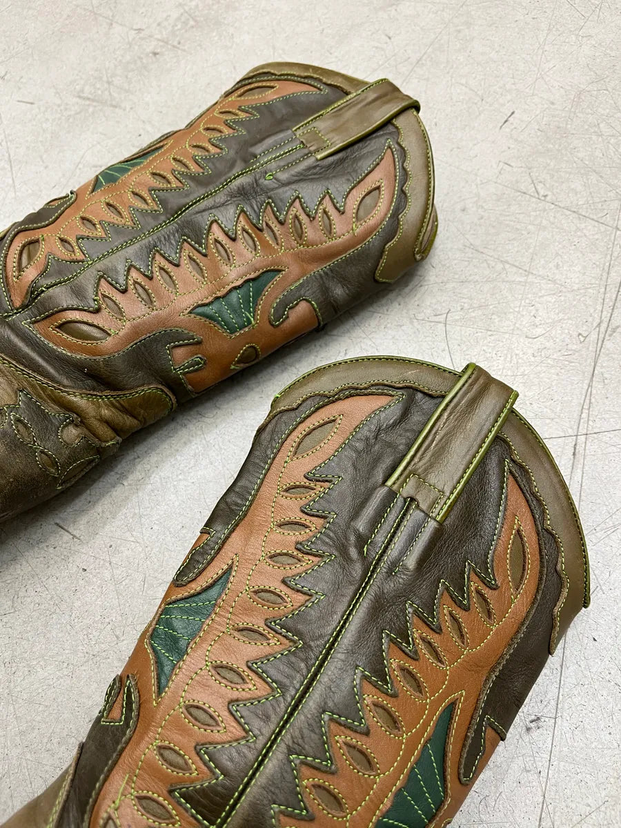 Roberto Cavalli Western Cowboy Olive Santiags Boots BGqkAoNi 3