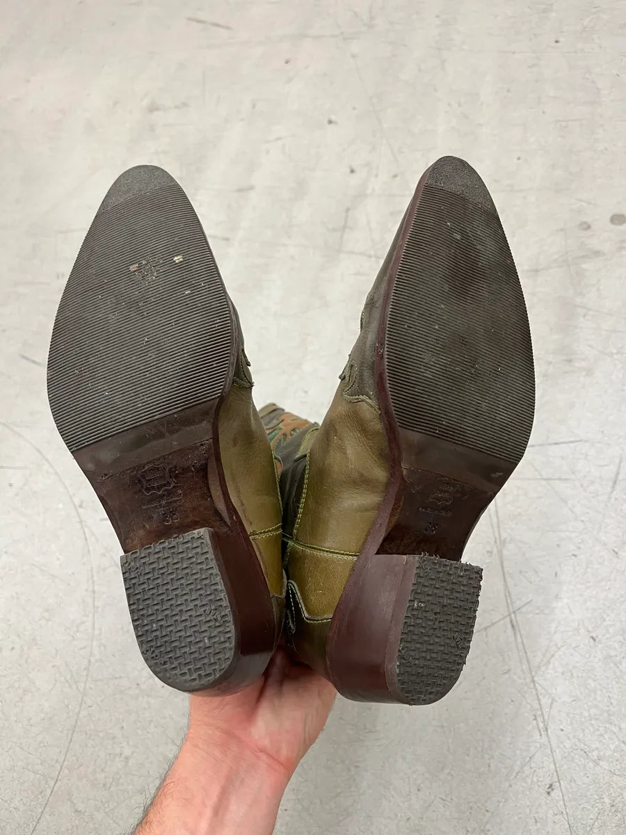 Roberto Cavalli Western Cowboy Olive Santiags Boots BGqkAoNi 7
