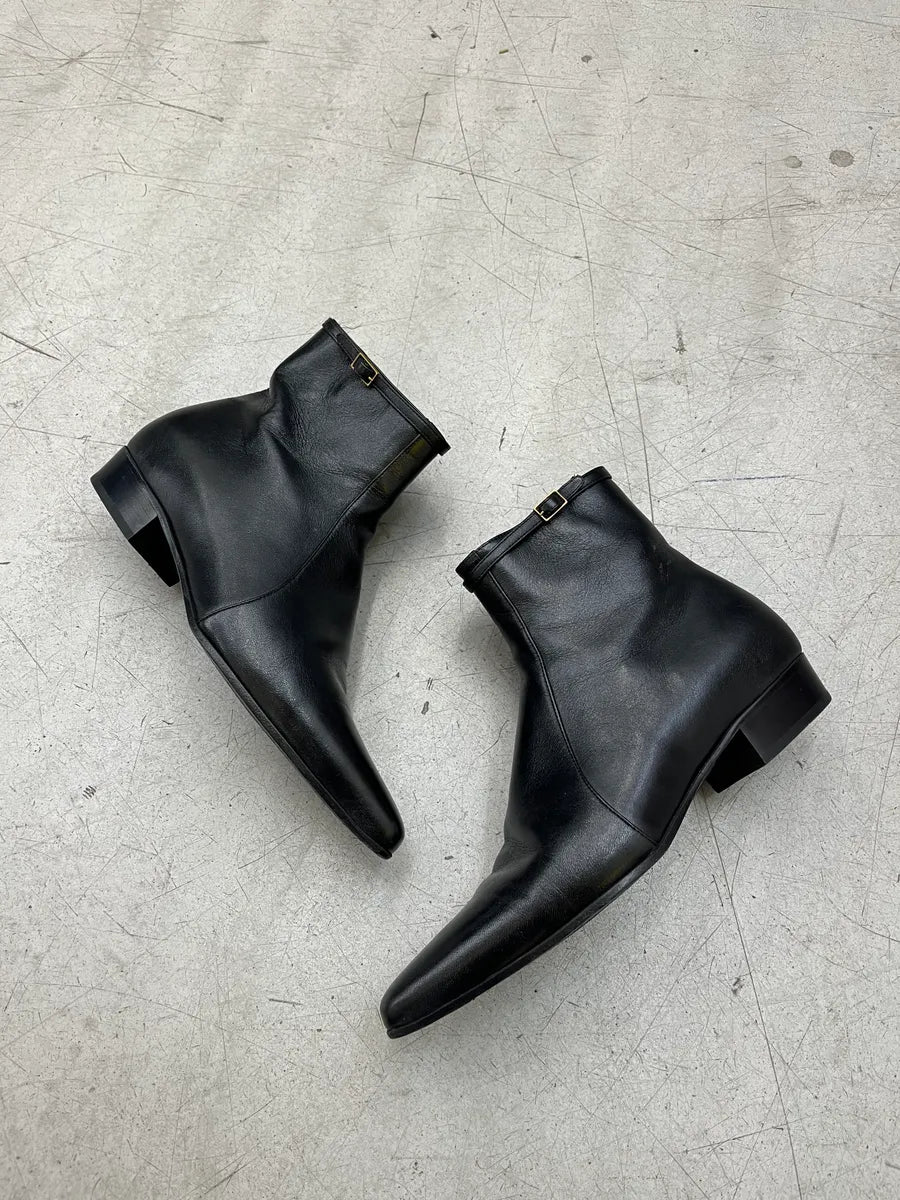 Saint Laurent Jonas Buckled Black Leather Boots jFMcVGbB 1