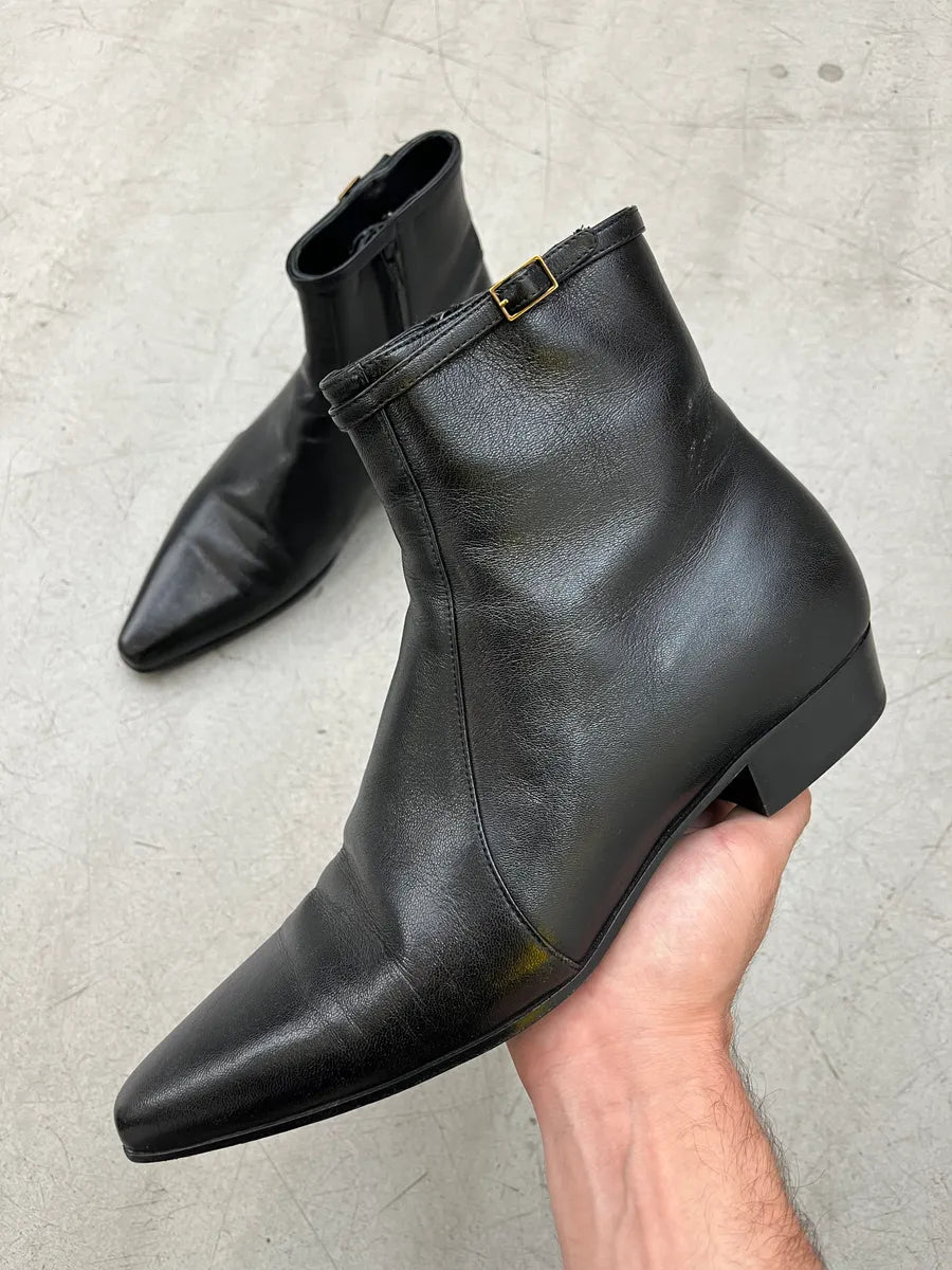 Saint Laurent Jonas Buckled Black Leather Boots jFMcVGbB 0