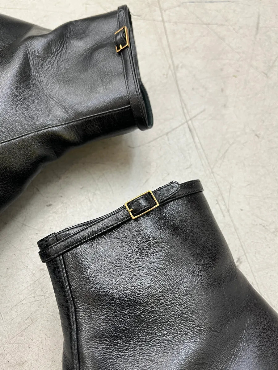 Saint Laurent Jonas Buckled Black Leather Boots jFMcVGbB 3