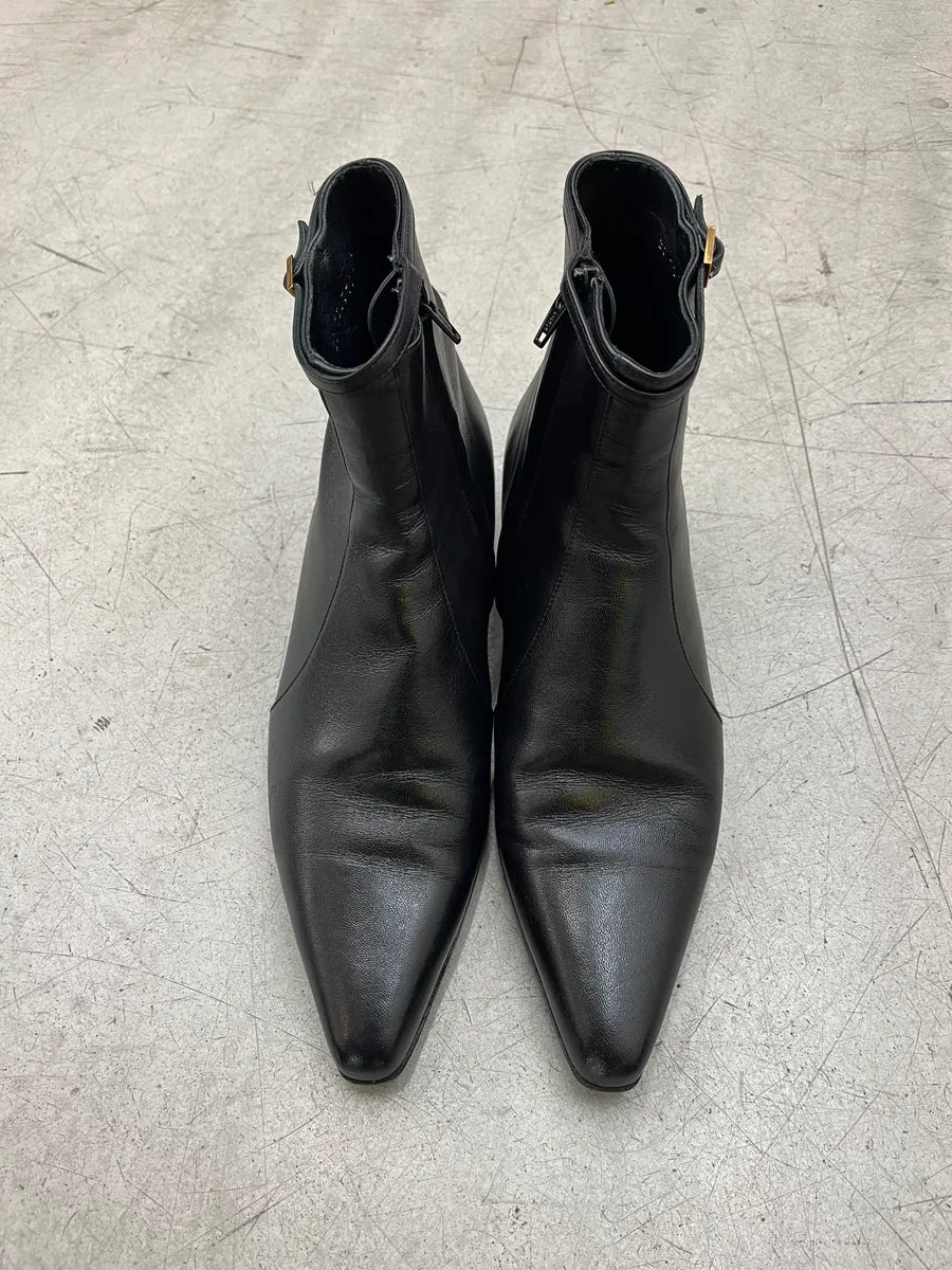 Saint Laurent Jonas Buckled Black Leather Boots jFMcVGbB 4