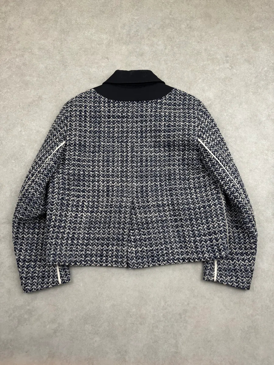 2010s Prada Grey Wool Striped Light Tweed Jacket zwvGrOE 6