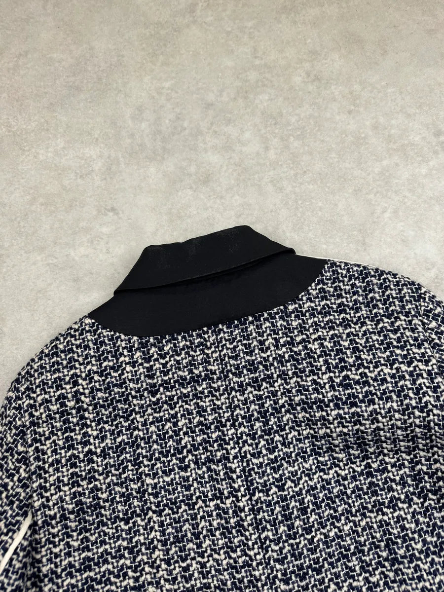 2010s Prada Grey Wool Striped Light Tweed Jacket zwvGrOE 7