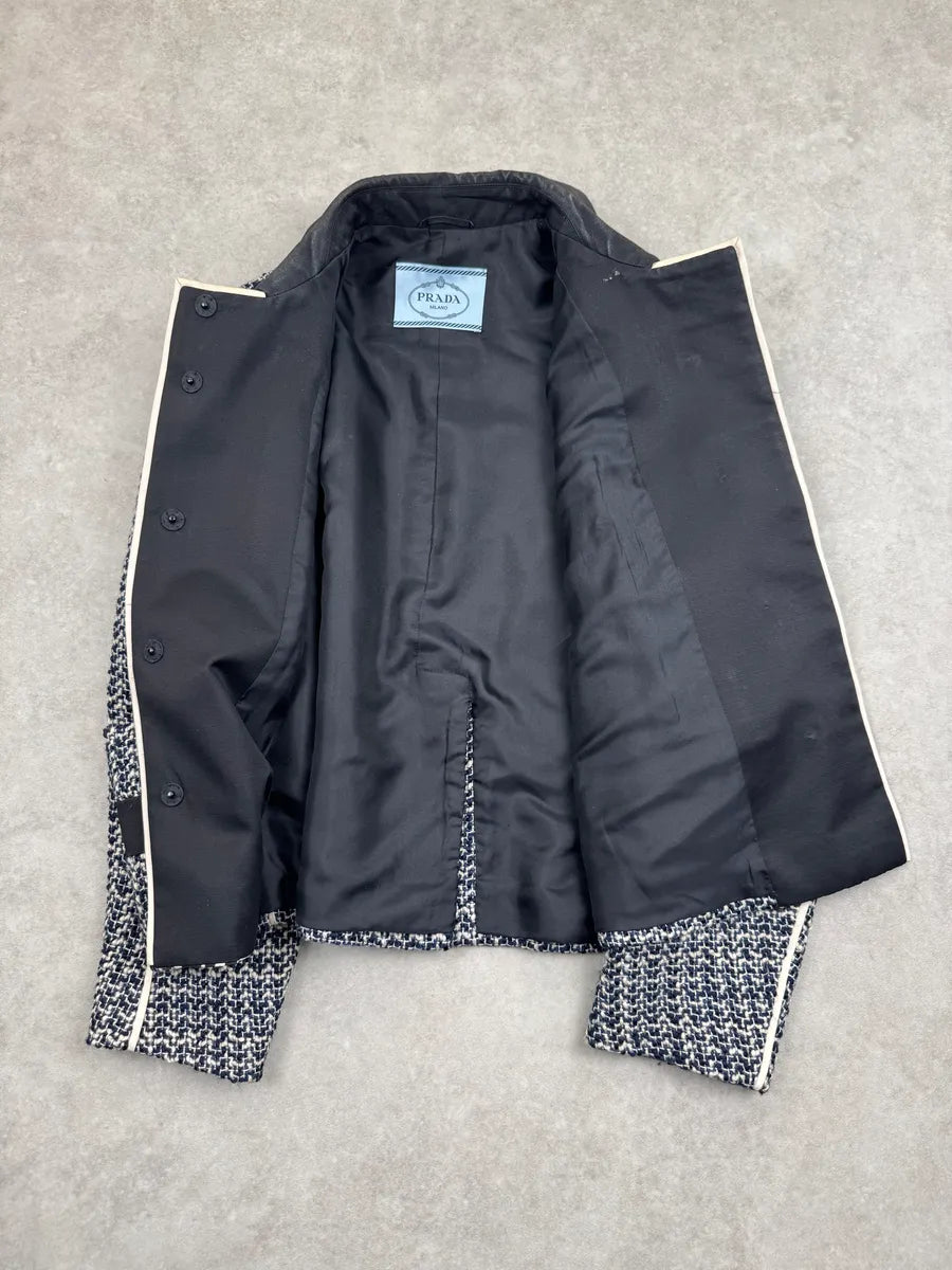 2010s Prada Grey Wool Striped Light Tweed Jacket zwvGrOE 8