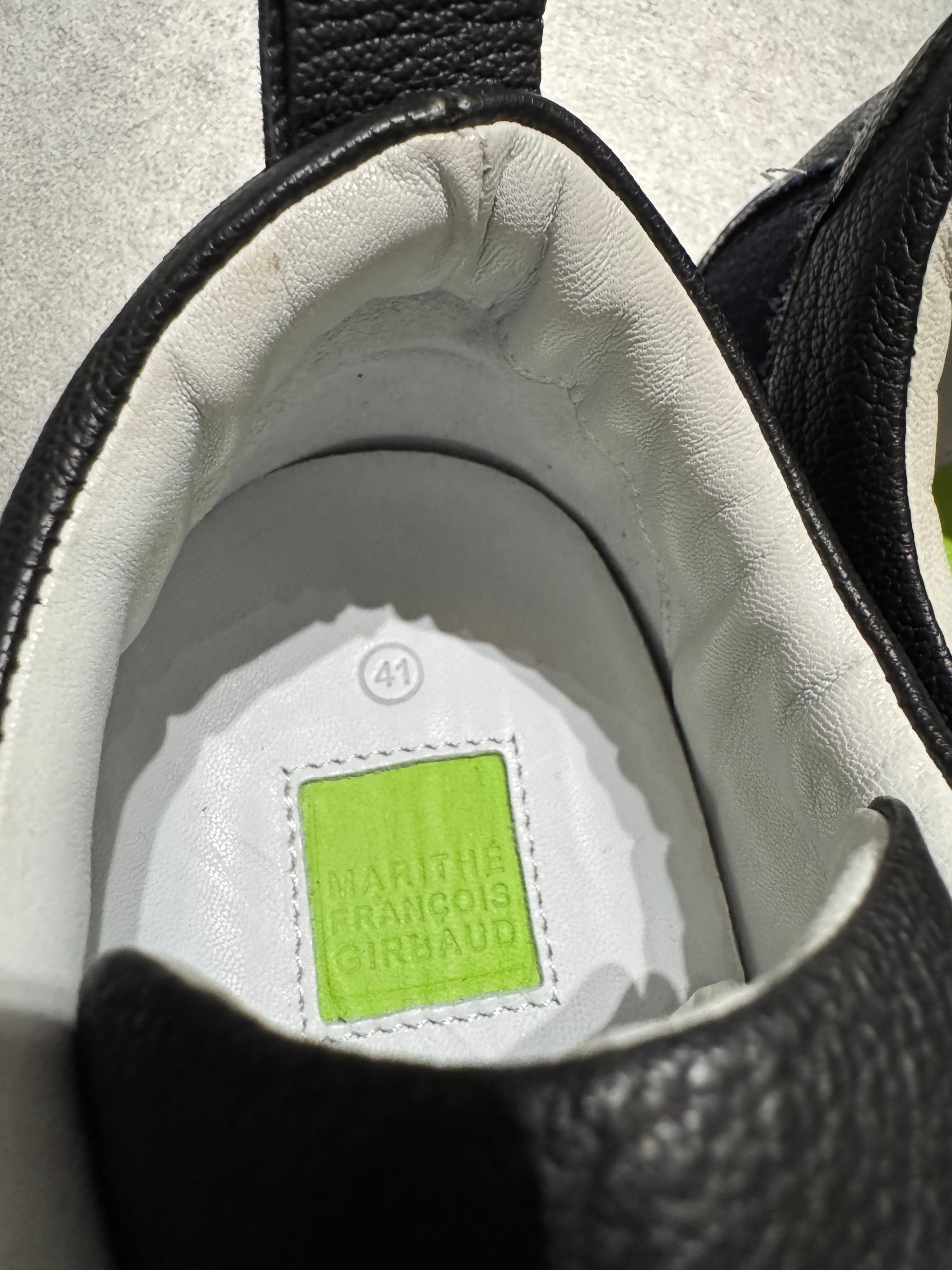 Marithé + François Girbaud Moto Brut Denim Black Leather Low Sneakers (41)