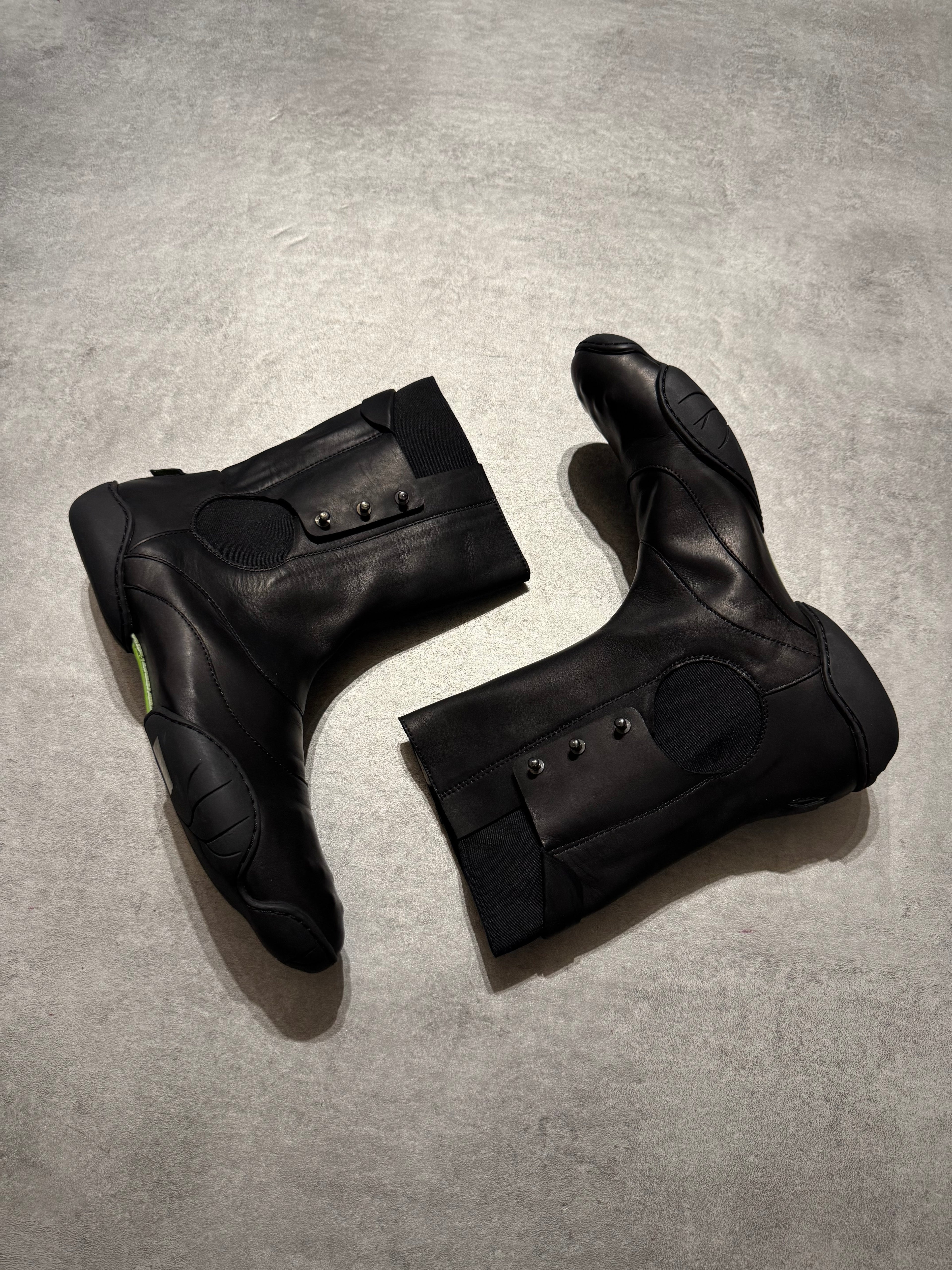Marithé + François Girbaud Black Leather Ninja Ankle Boots (41)