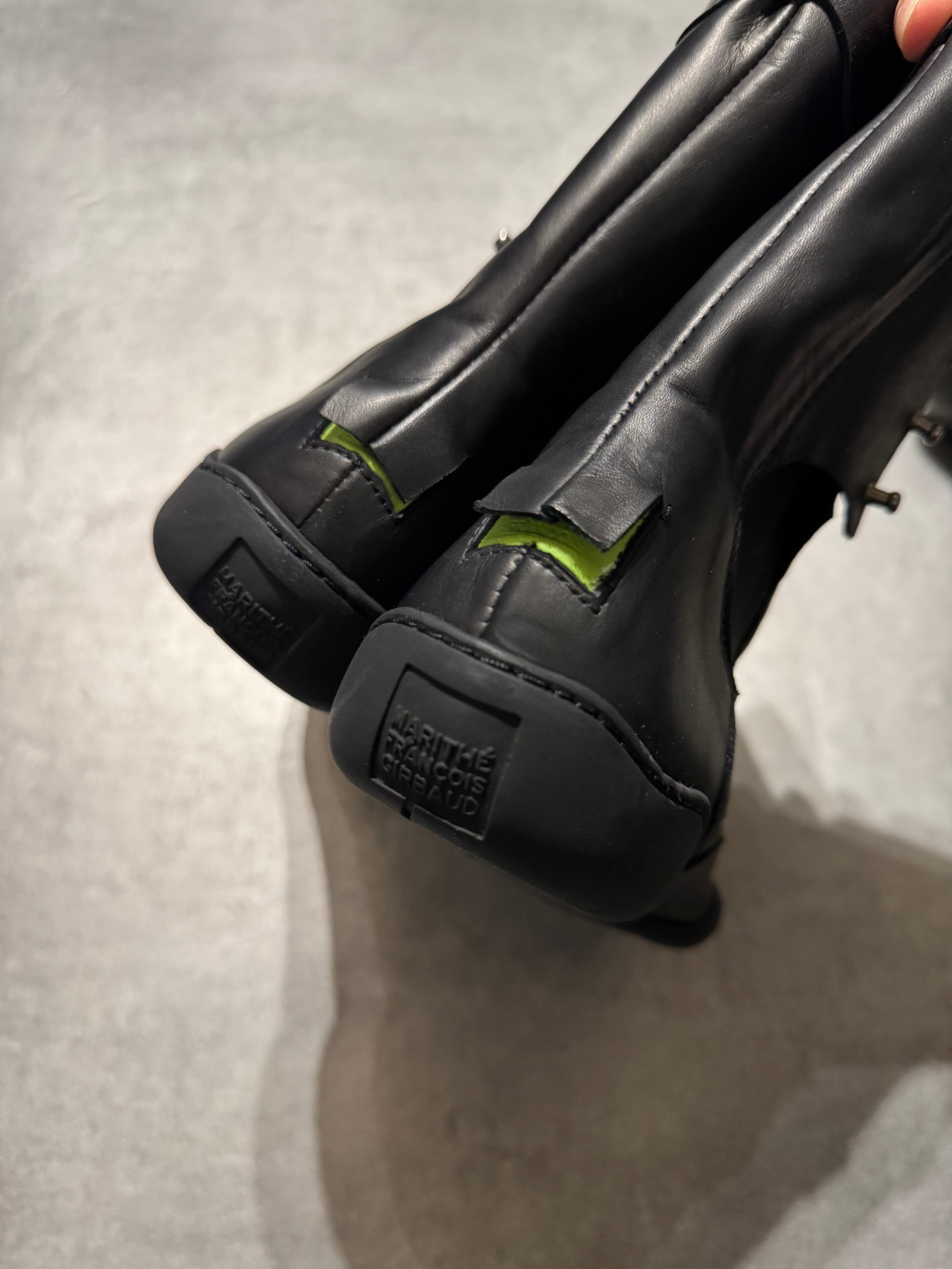 Marithé + François Girbaud Black Leather Ninja Ankle Boots (41)