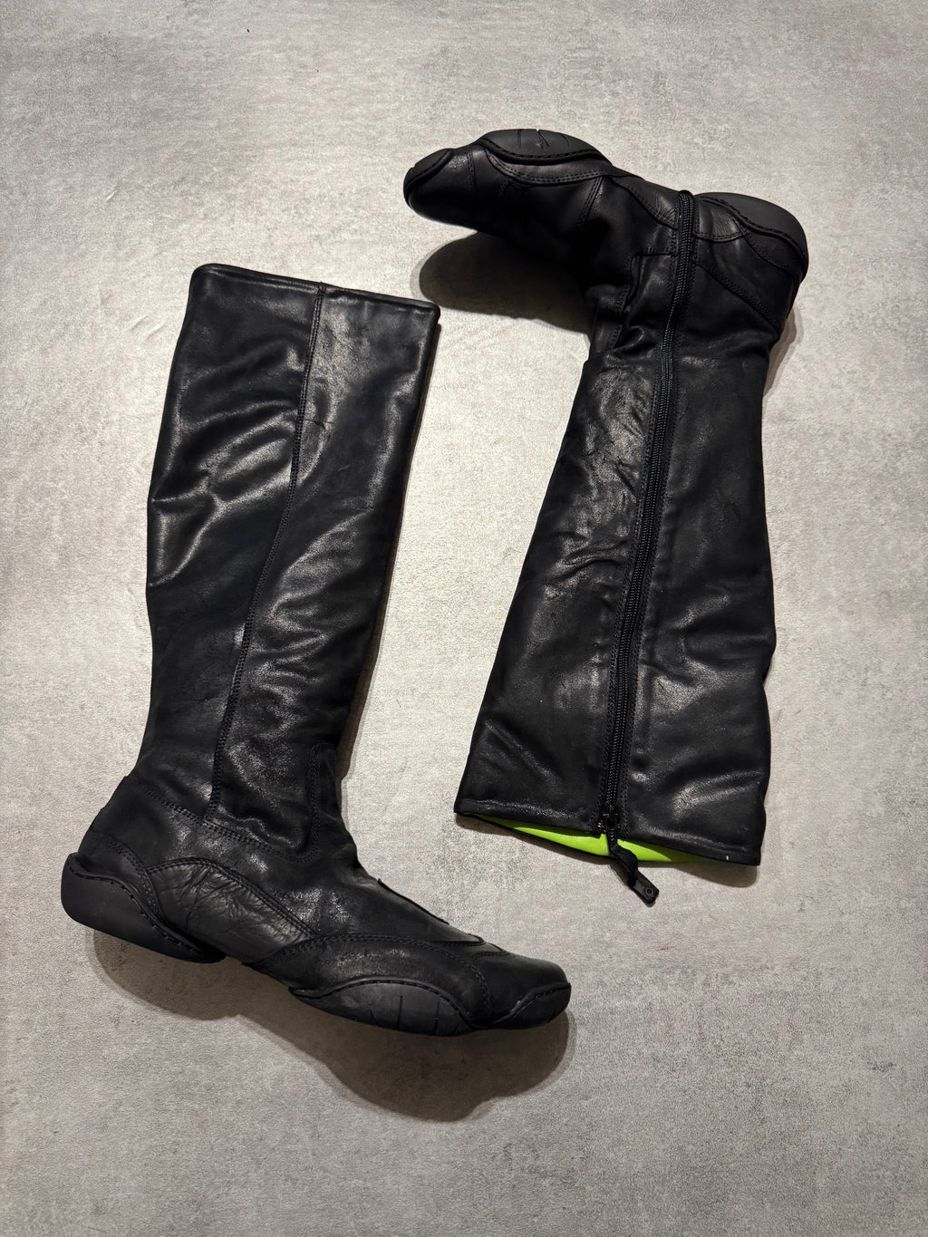 Marithé + François Girbaud Suede Black Leather Ninja High Boots  (41)