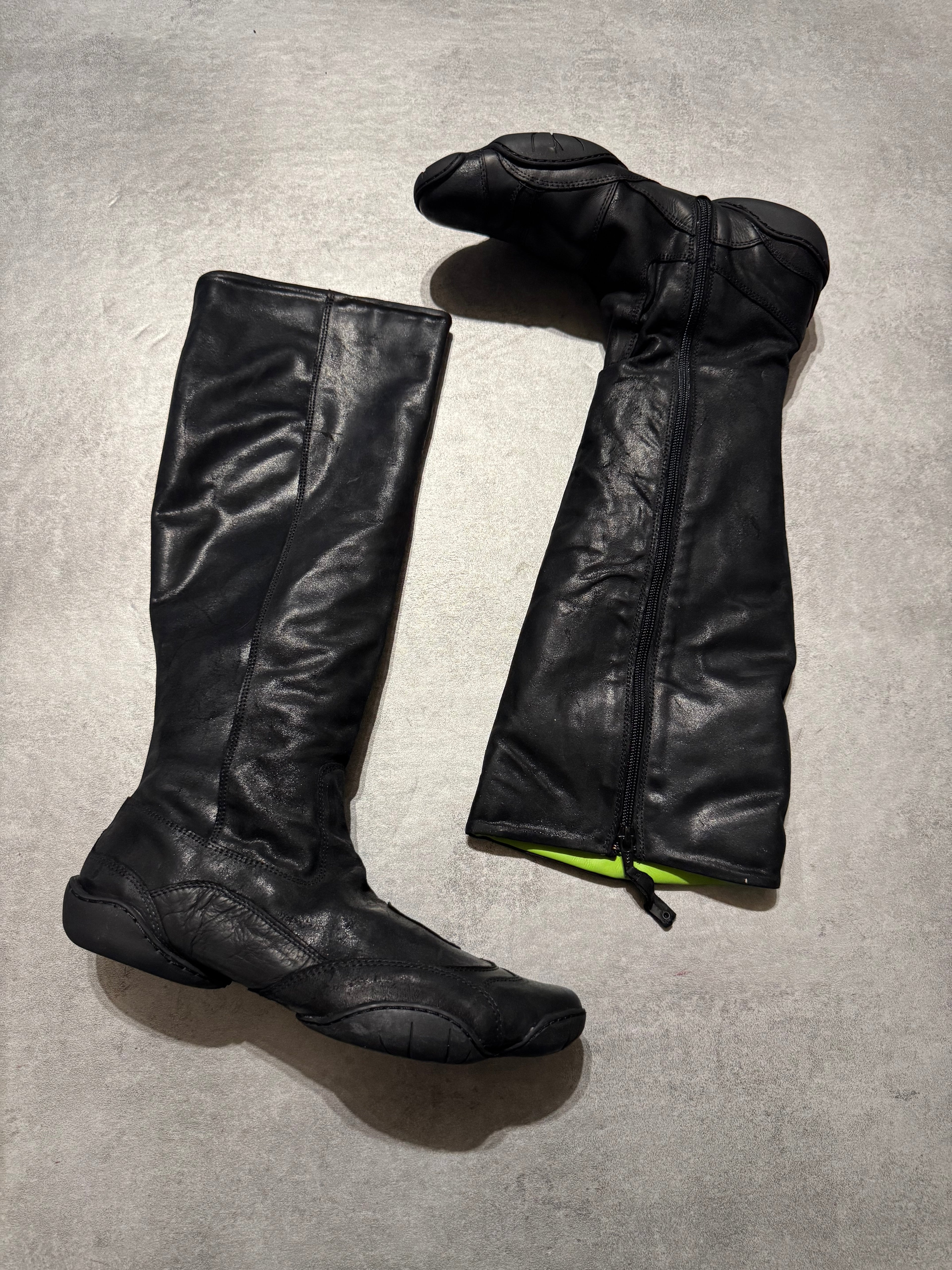 Marithé + François Girbaud Suede Black Leather Ninja High Boots  (41)