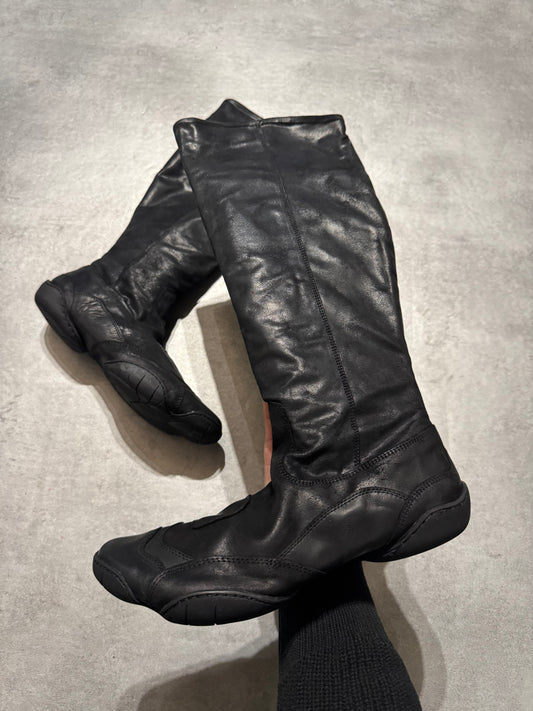 Marithé + François Girbaud Suede Black Leather Ninja High Boots  (41)