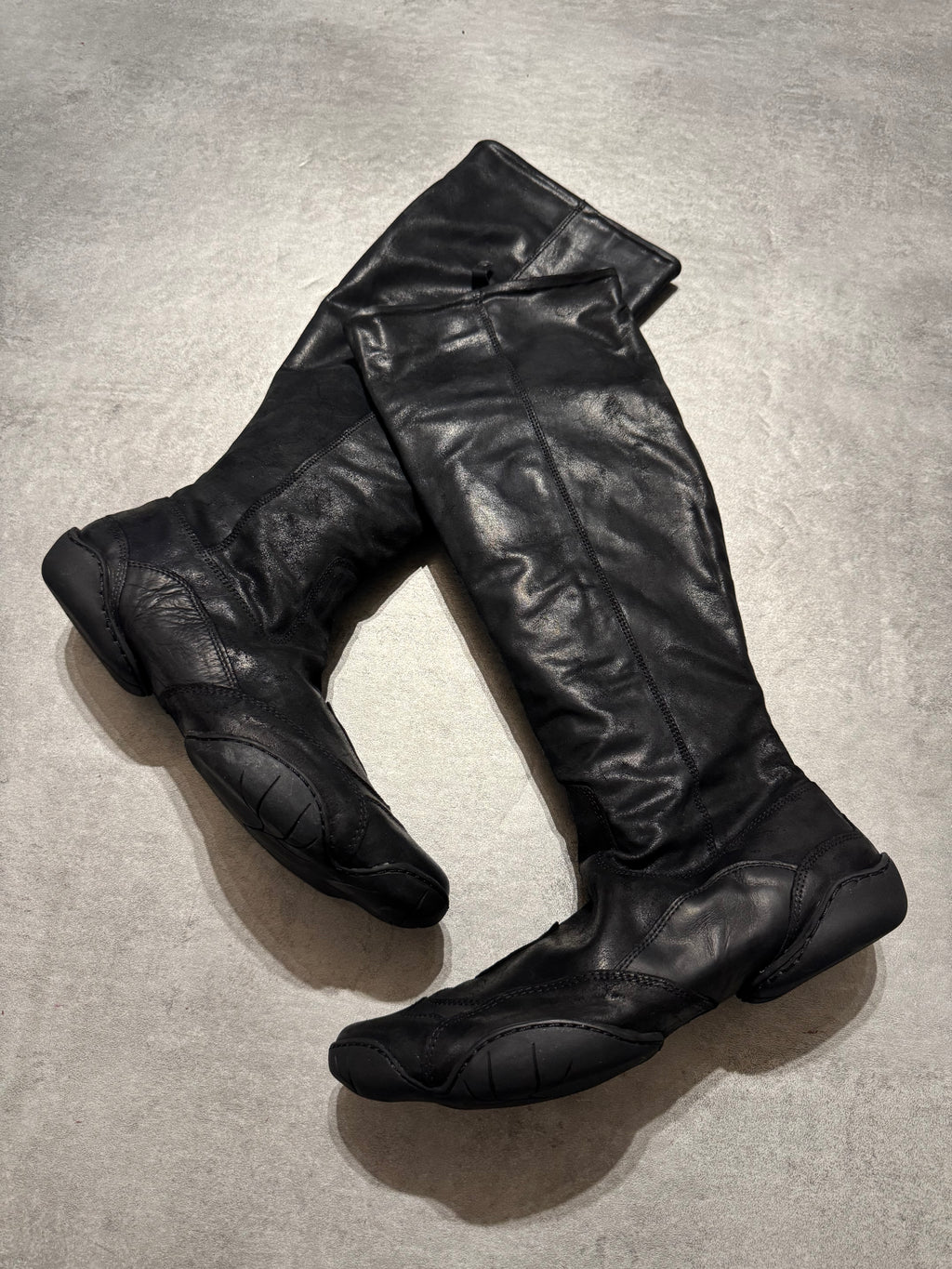 Marithé + François Girbaud Suede Black Leather Ninja High Boots  (41)