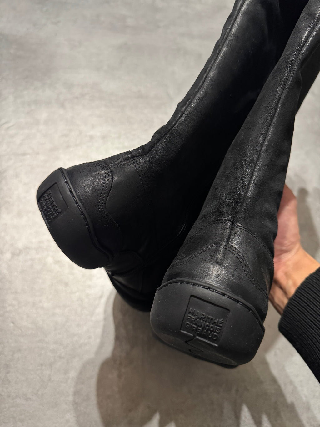 Marithé + François Girbaud Suede Black Leather Ninja High Boots  (41)