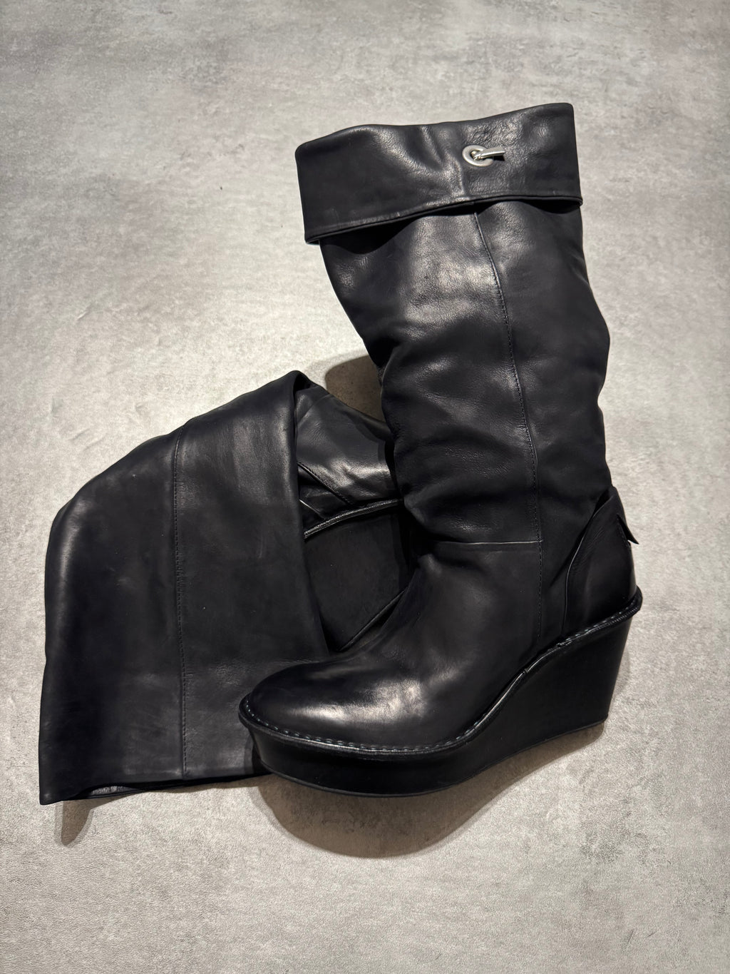 Marithé + François Girbaud Black Heel Leather Boots (39)
