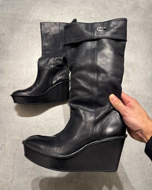 Marithé + François Girbaud Black Heel Leather Boots (39)