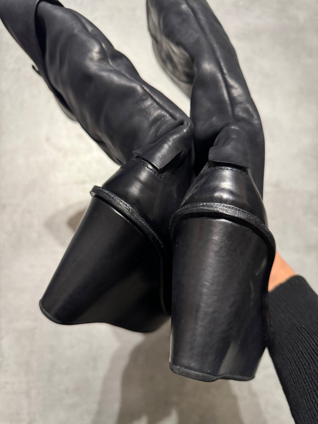 Marithé + François Girbaud Black Heel Leather Boots (39)