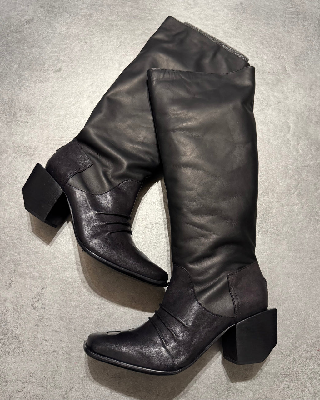 Marithé + François Girbaud Santiag Black Leather Boots (40)