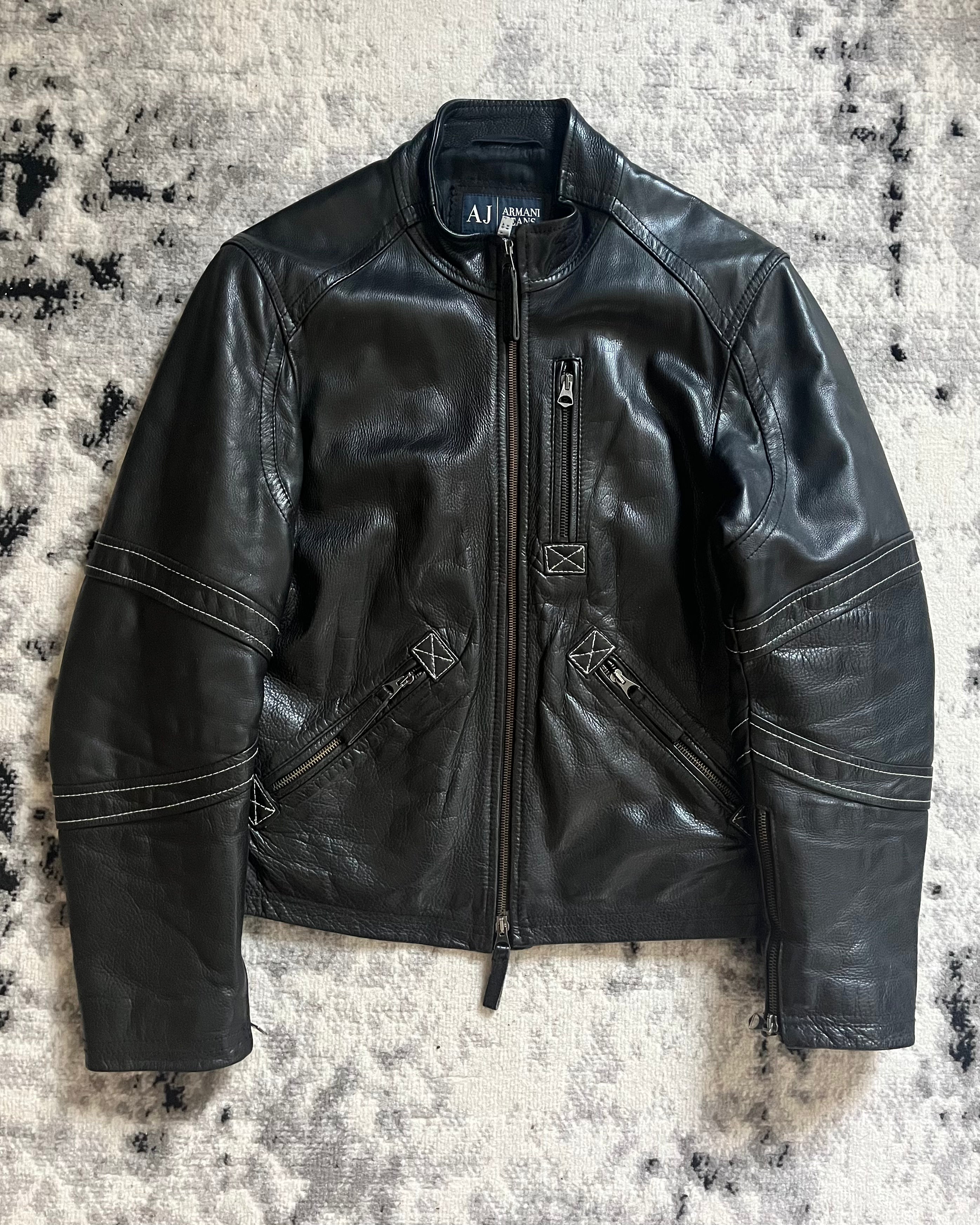 AW2002 Armani Utility Biker Leather Jacket