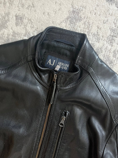 AW2002 Armani Utility Biker Leather Jacket (M)