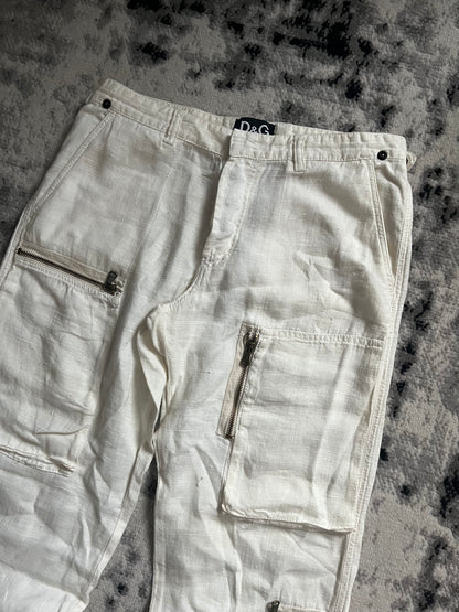 AW2004 Dolce & Gabbana Linen Multi Zips Cargo Pants (M/L)