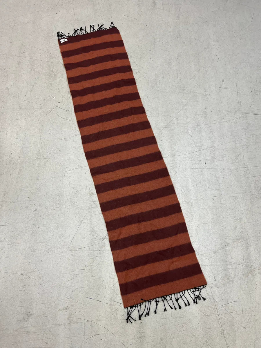 2000s Dries Van Noten Brown Orange Teint Striped Reversible Wool Scarf wBhDuNBX 4