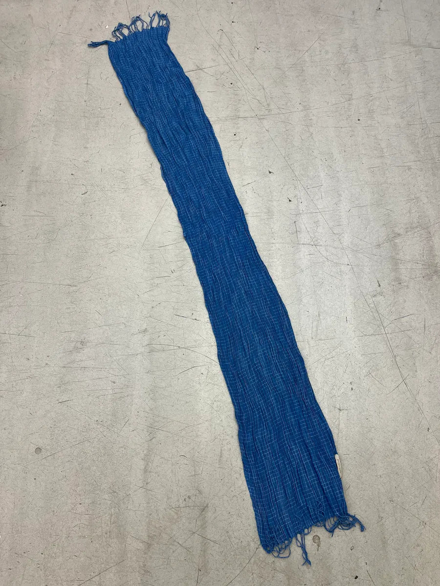 Bottega Veneta Blue Crinkled Grid-Check Scarf QGOLxwVt 4
