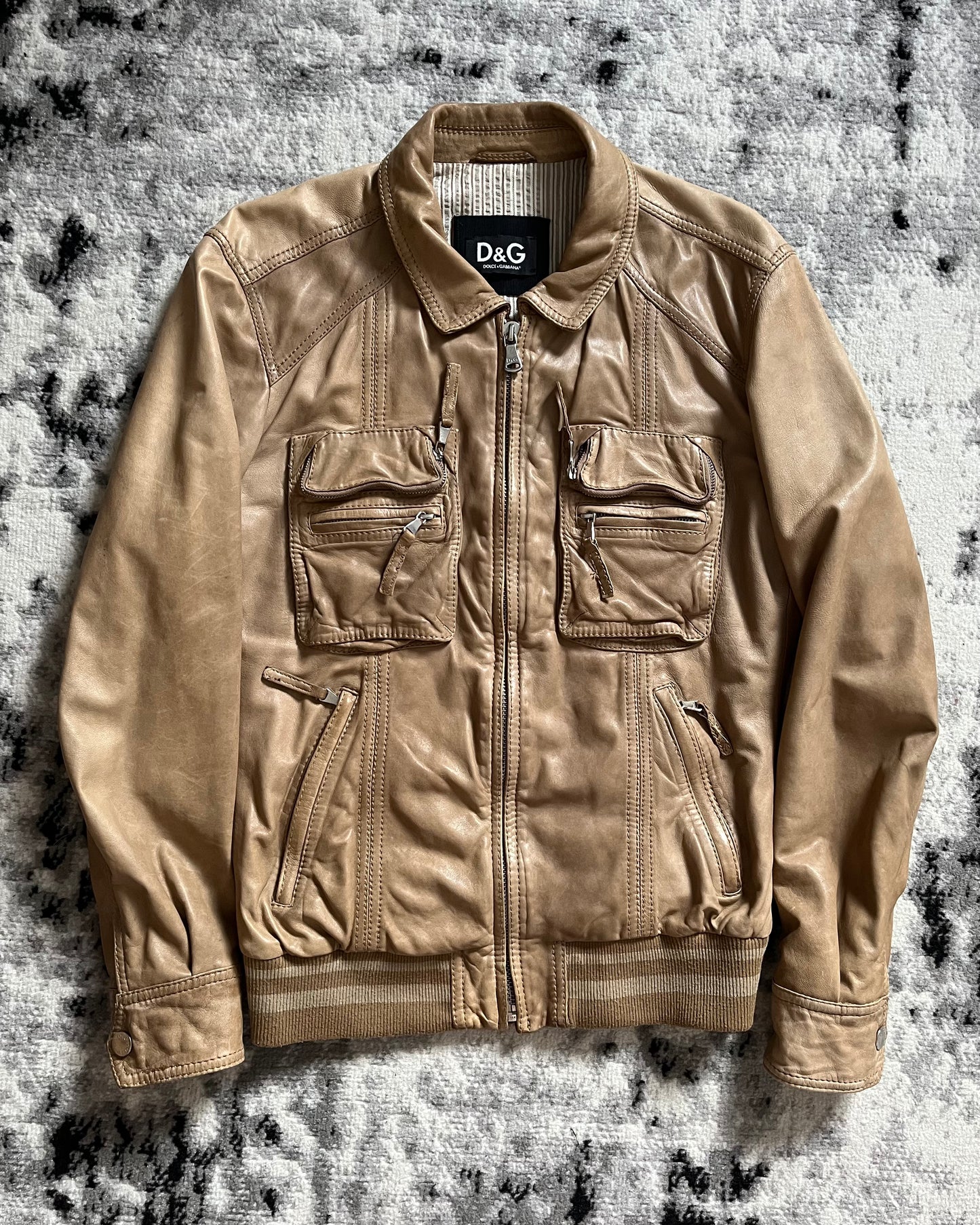 AW1999 Dolce & Gabbana Beige Cargo Leather Jacket (M)