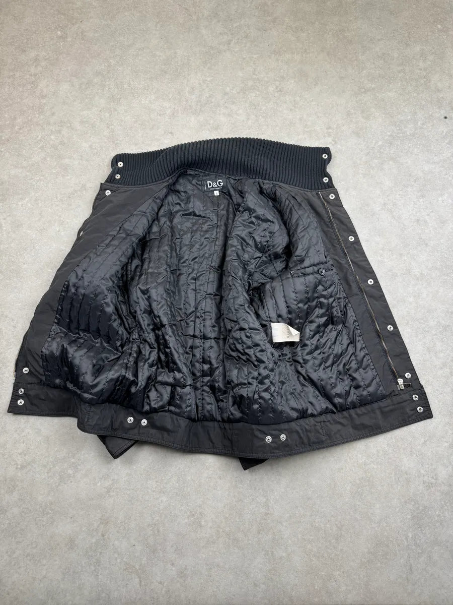 AW2003 Dolce & Gabbana Black Nylon Ribbed Aviator Light Jacket xQtgMkx 7