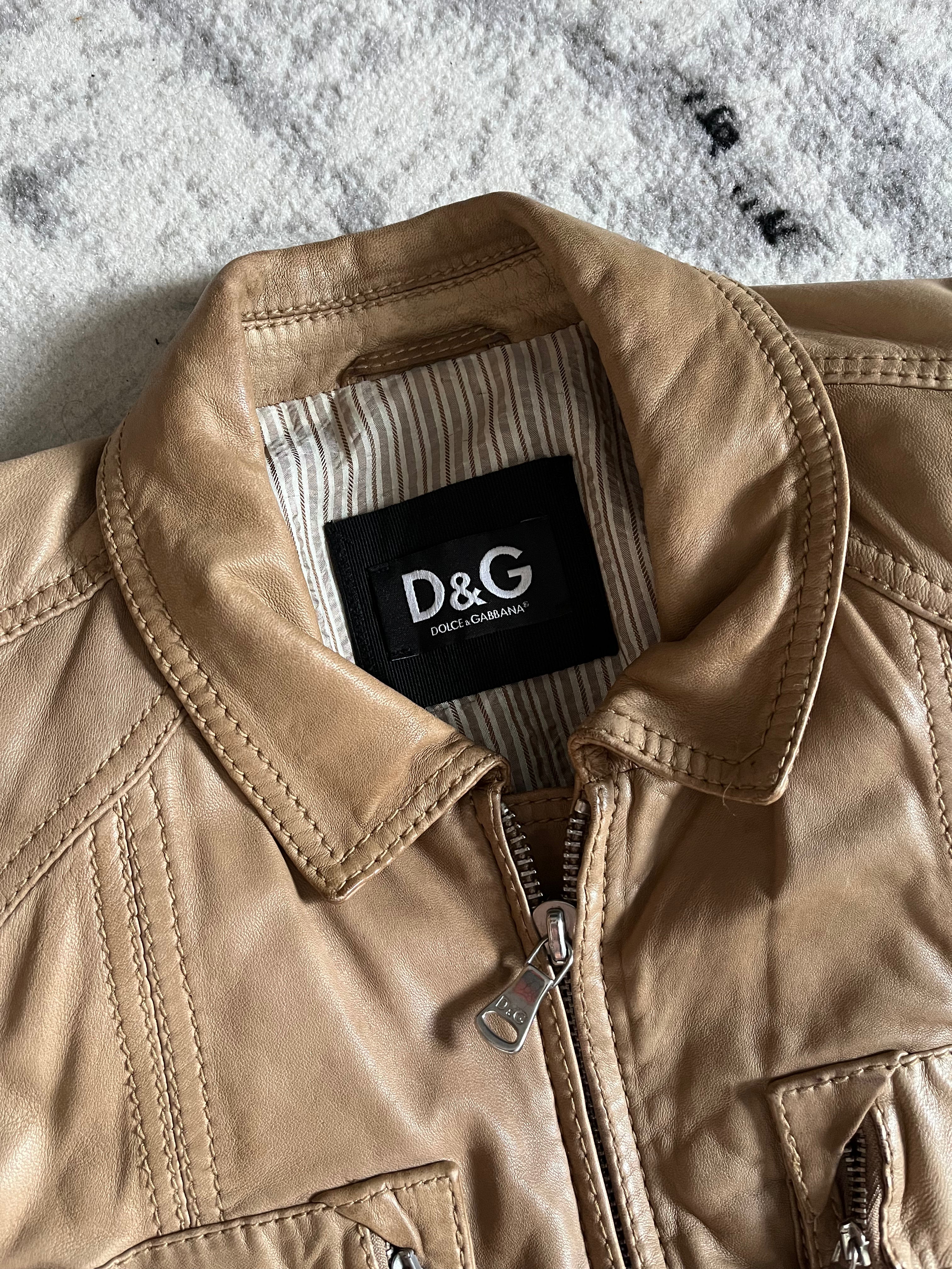 AW1999 Dolce & Gabbana Beige Cargo Leather Jacket