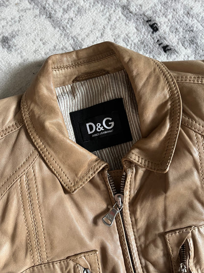 AW1999 Dolce & Gabbana Beige Cargo Leather Jacket (M)