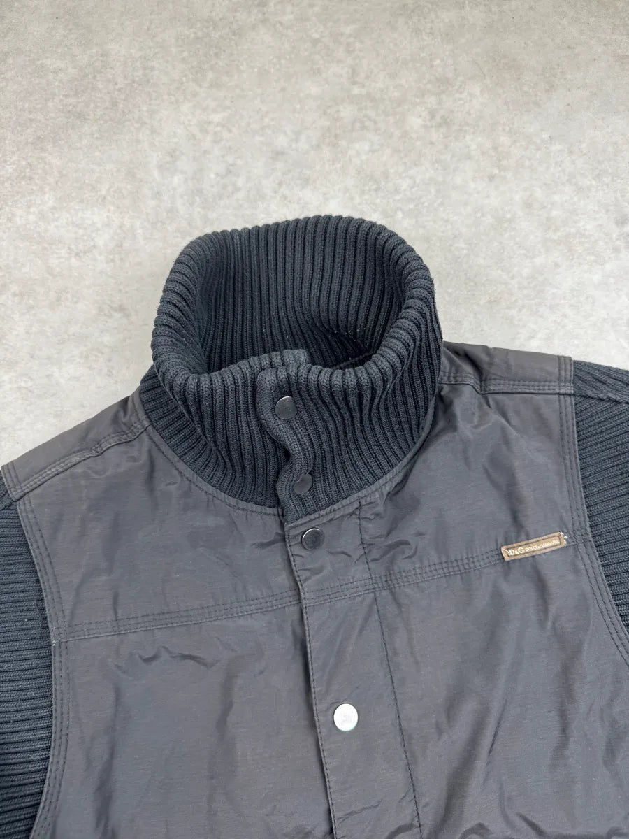 AW2003 Dolce & Gabbana Black Nylon Ribbed Aviator Light Jacket xQtgMkx 4