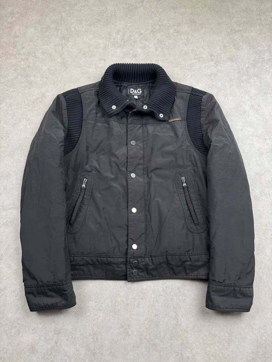 AW2003 Dolce & Gabbana Black Nylon Ribbed Aviator Light Jacket xQtgMkx 0