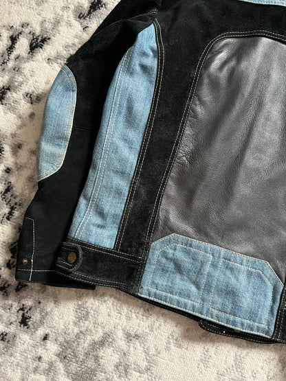 00s Cavalli Hybrid Leather Denim Dark Shadow Jacket (S/M)