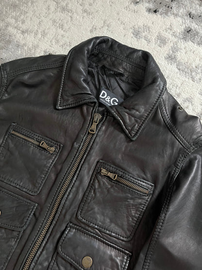 00s Dolce & Gabbana Black Rebel Utility Leather Jacket (S/M)