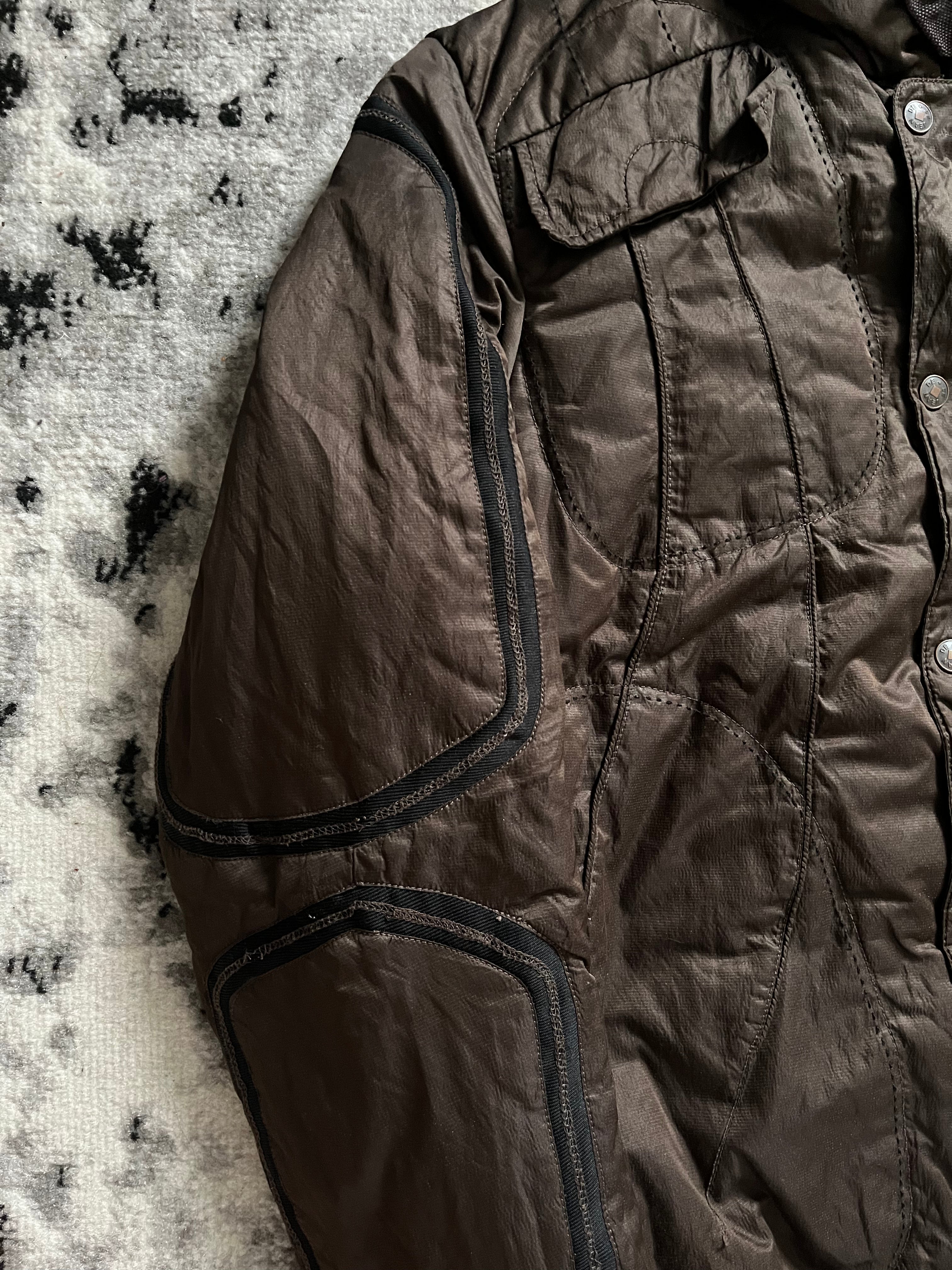 00s マリテ + フランソワ ジルボー アバンギャルド ゼン ブラウン パファー ジャケット (M/L)