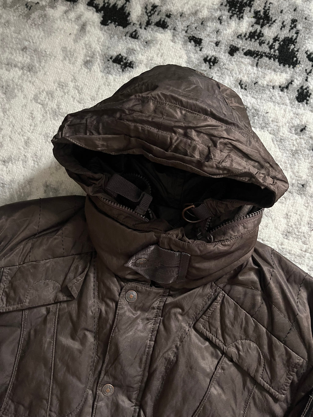 00s マリテ + フランソワ ジルボー アバンギャルド ゼン ブラウン パファー ジャケット (M/L)