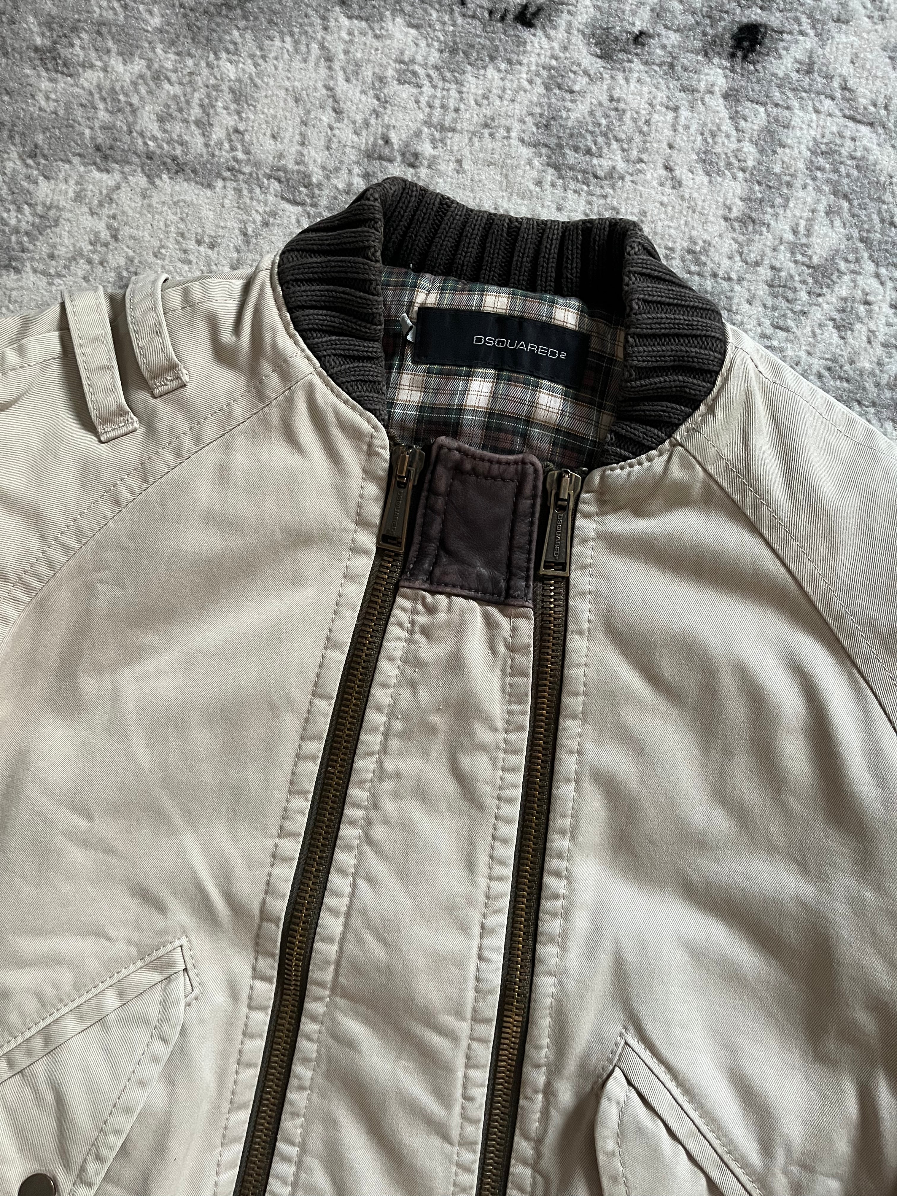 FW2004 Dsquared2 飞行员不对称拉链工装米色夹克 (S/M)