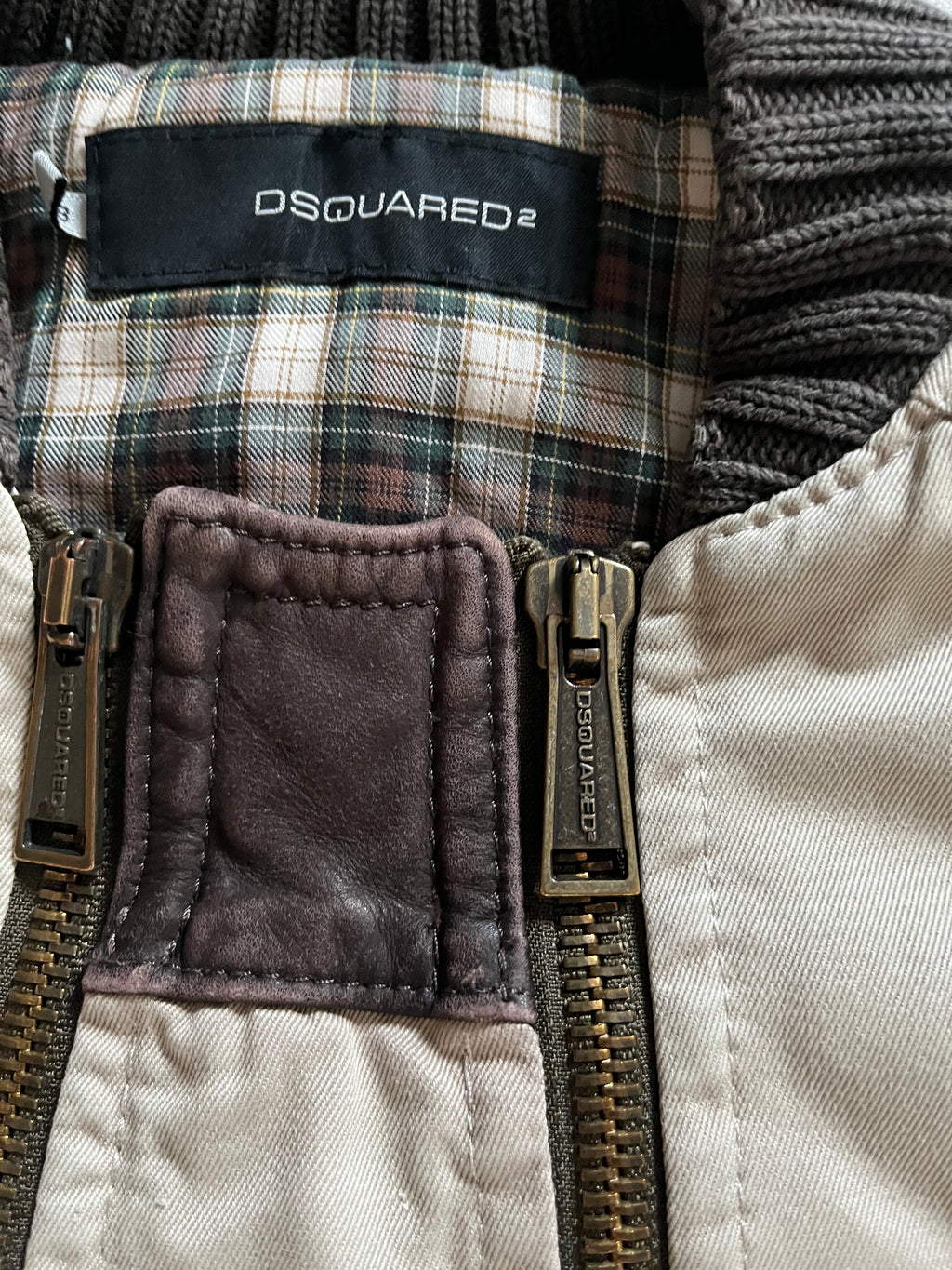 FW2004 Dsquared2 飞行员不对称拉链工装米色夹克 (S/M)