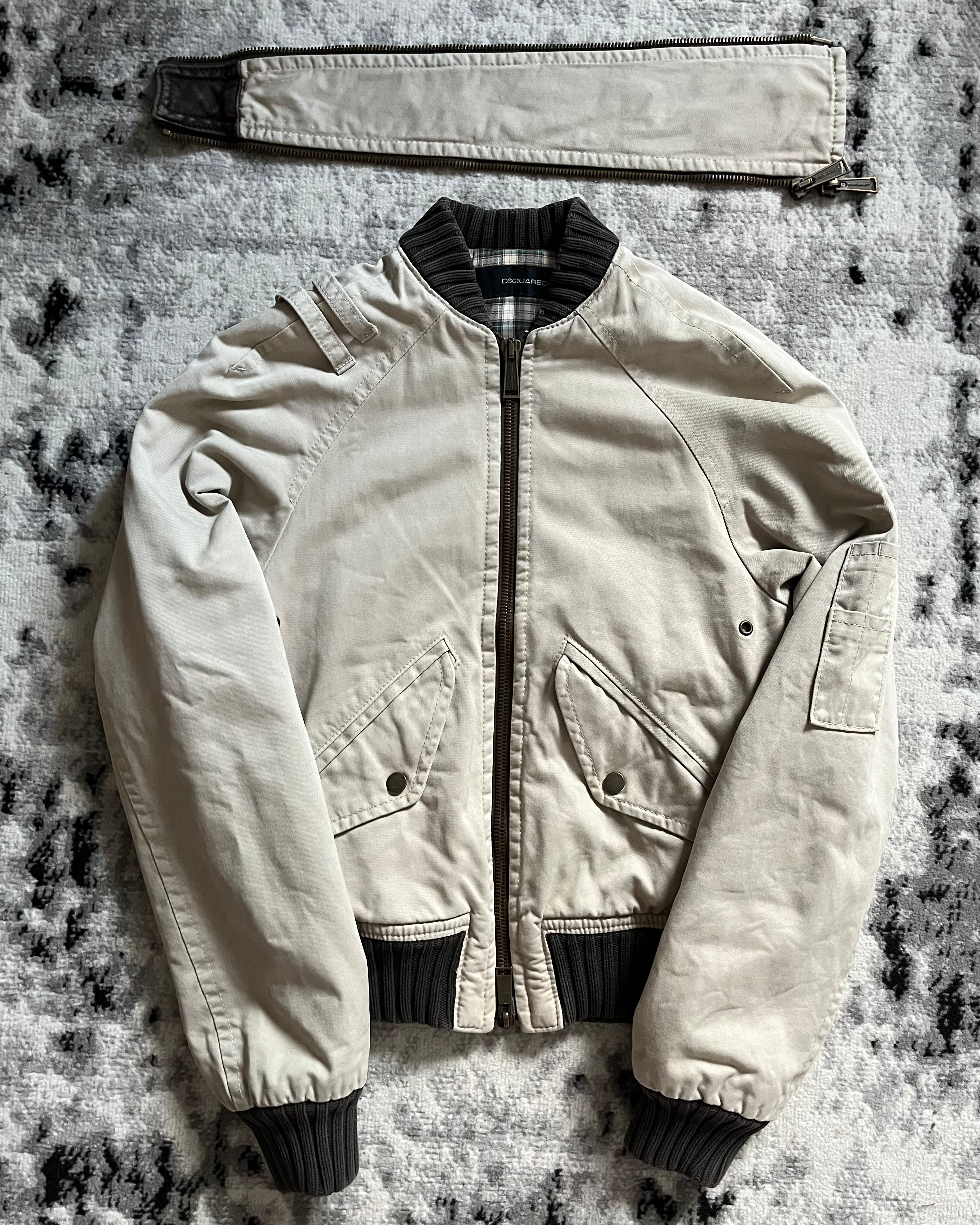 FW2004 Dsquared2 飞行员不对称拉链工装米色夹克 (S/M)