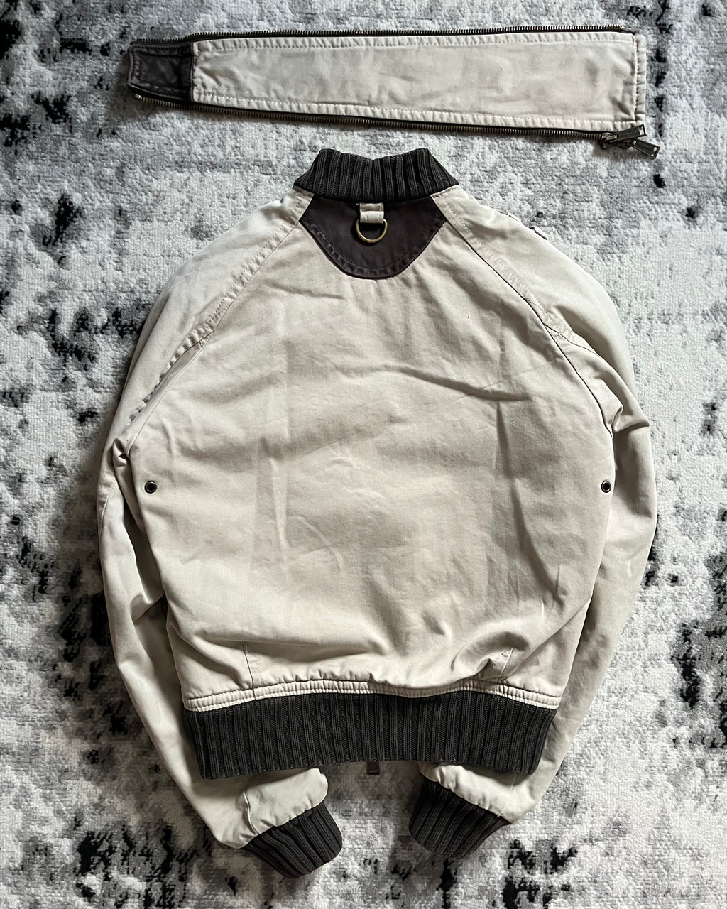 FW2004 Dsquared2 飞行员不对称拉链工装米色夹克 (S/M)