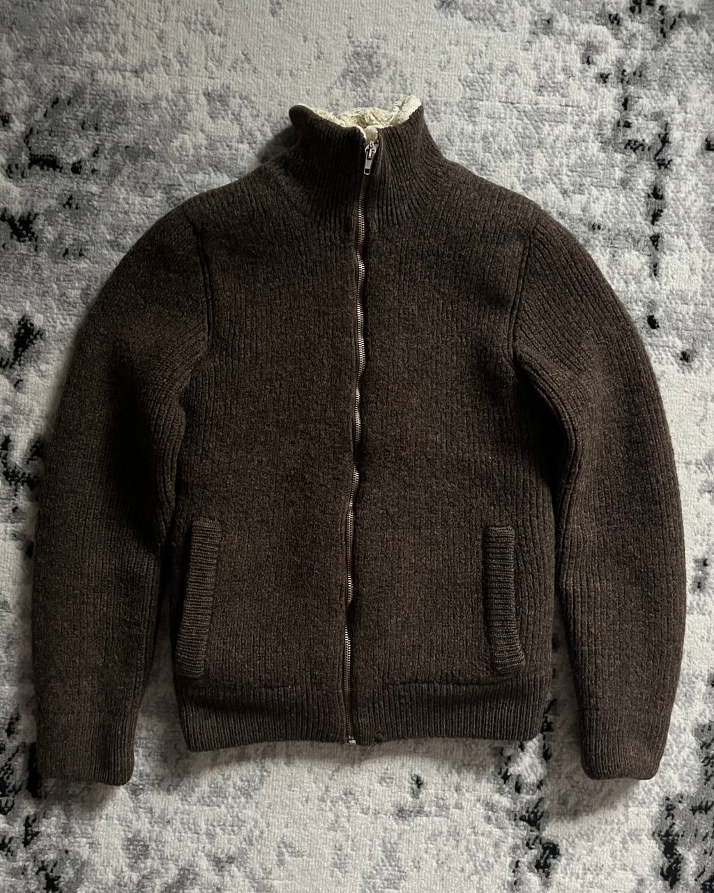 FW2004 Maison Martin Margiela Brown Wool Zip-Up (XS/S)