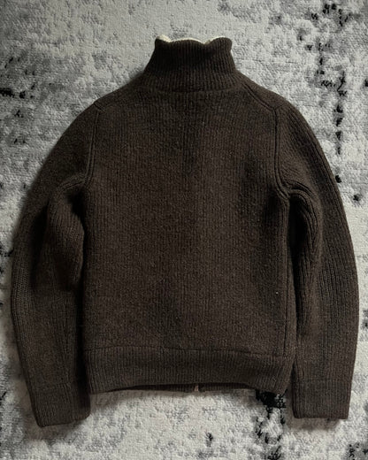 FW2004 Maison Martin Margiela Brown Wool Zip-Up (XS/S)