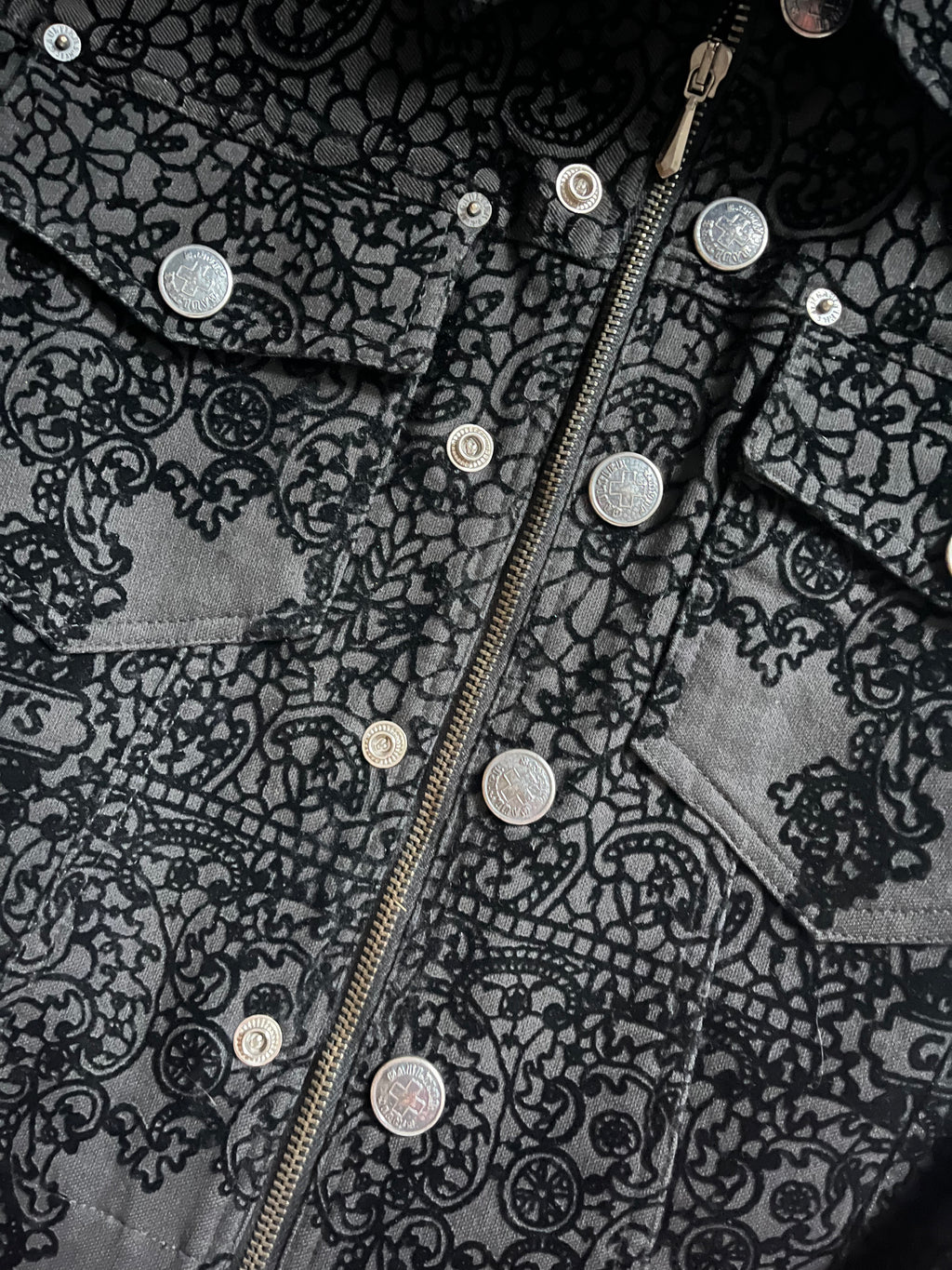 90 年代 Jean Paul Gaultier 天鹅绒植绒牛仔夹克 (XS)