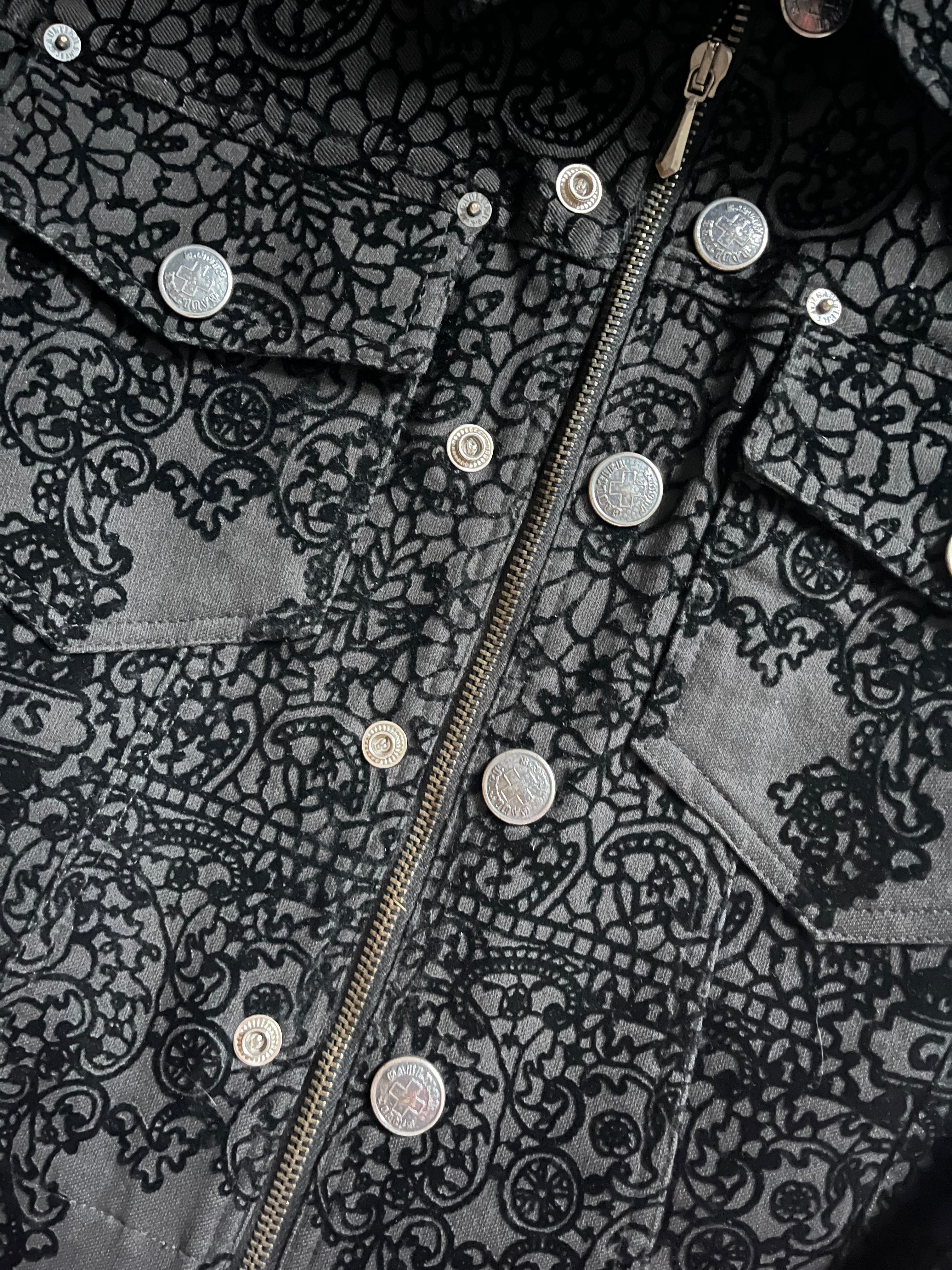 90 年代 Jean Paul Gaultier 天鹅绒植绒牛仔夹克 (XS)