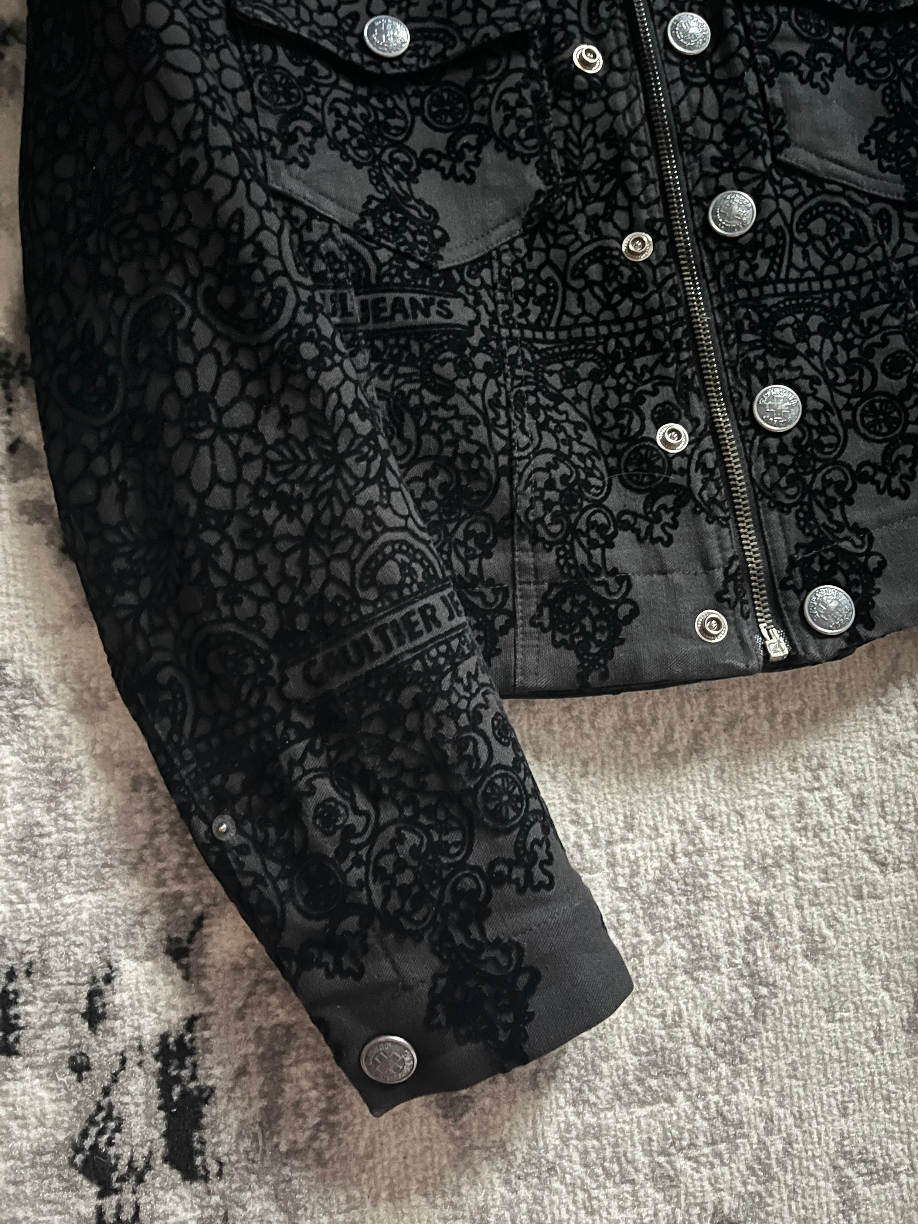 90 年代 Jean Paul Gaultier 天鹅绒植绒牛仔夹克 (XS)