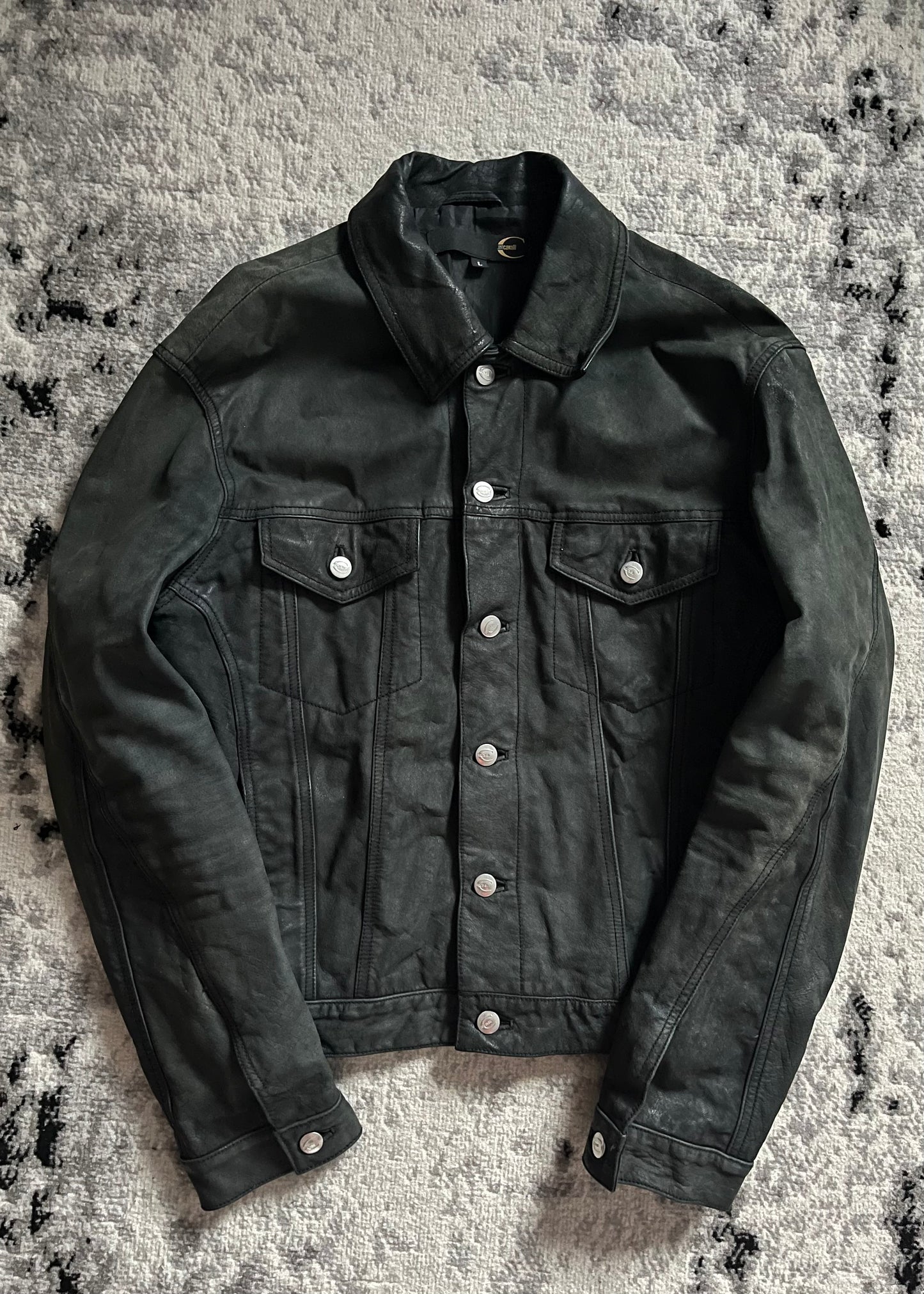 AW2002 Cavalli Dark Leather Rocker Jacket (M/L)