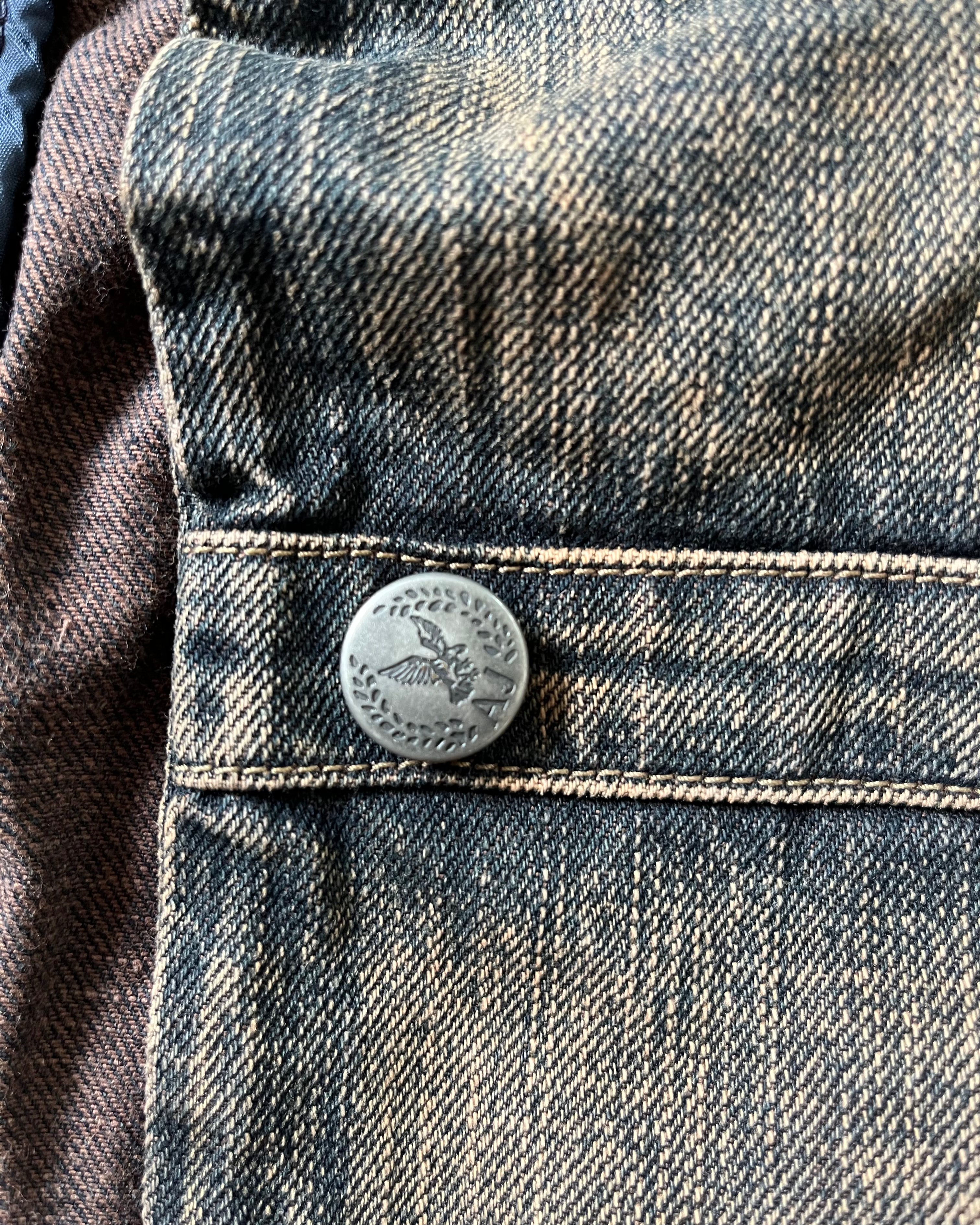 90s アルマーニ サムライ フェイデッド デニム ジャケット (S)